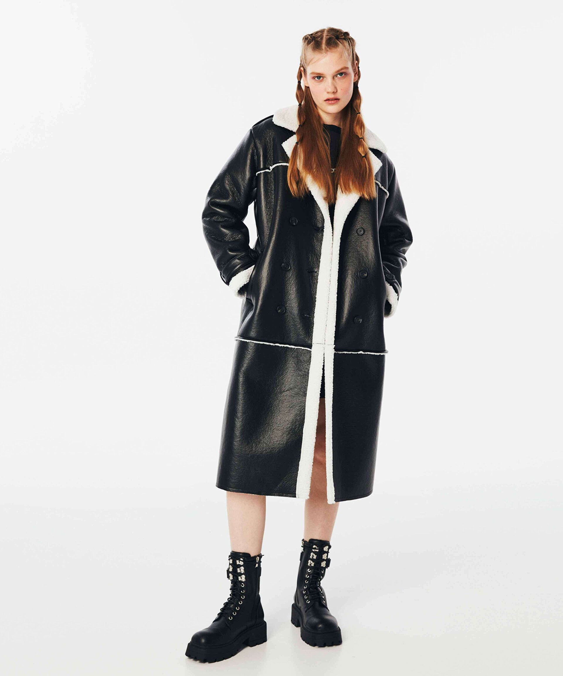 Siyah SHEARLING DETAYLI KABAN TW6220008044001 | TWIST
