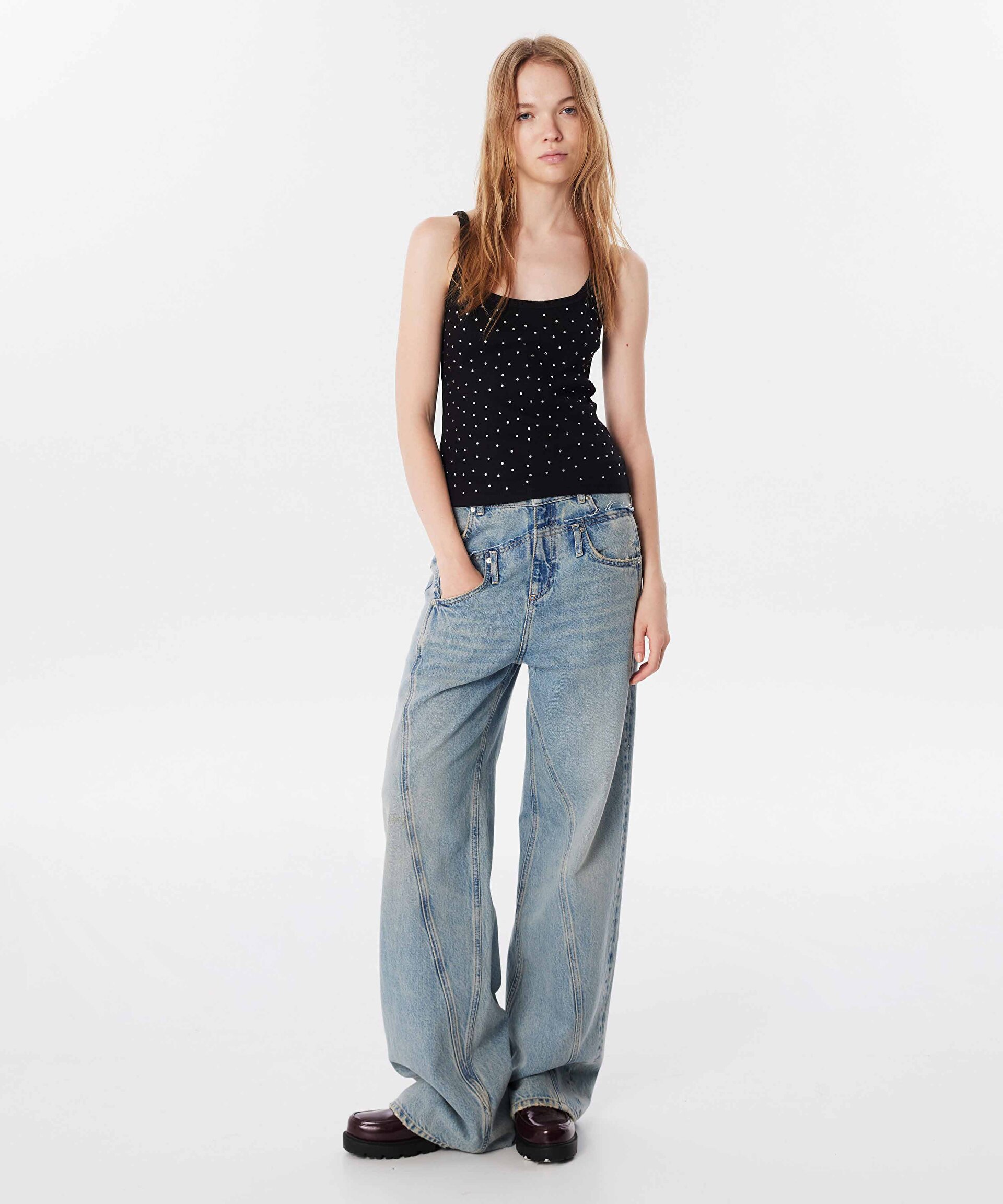 Siyah HOTFIX BASKILI ASKILI T-SHIRT TS1240070319001 | TWIST
