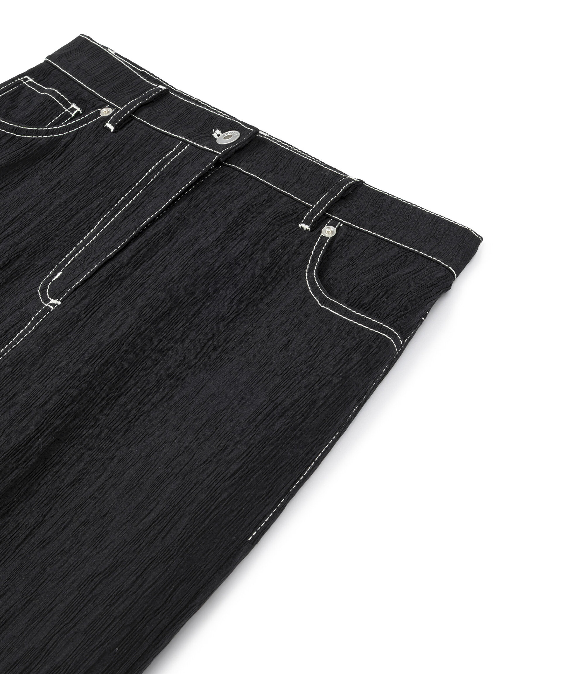 Siyah DENİM GÖRÜNÜMLÜ DOKULU PANTOLON TW6250003124001 | TWIST