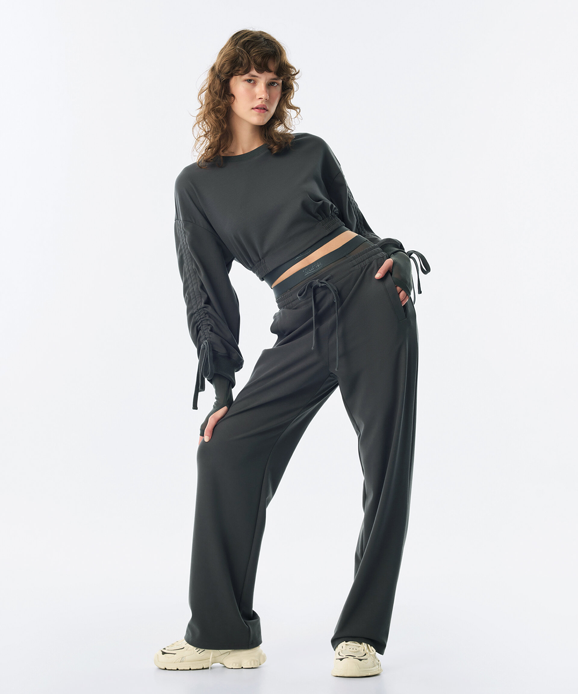 Antrasit ÇİFT KAT BEL PANTOLON TW6250003161036 | TWIST