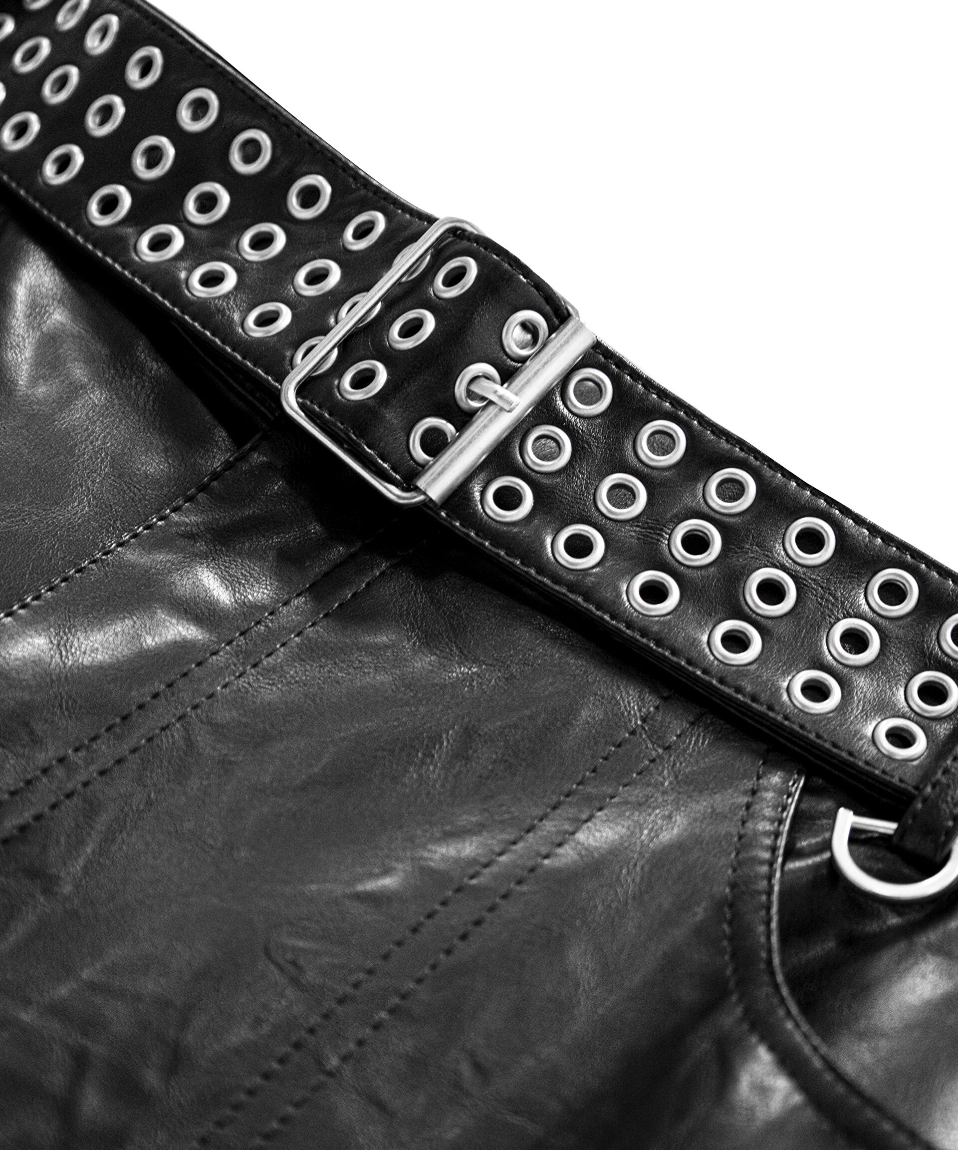 DERİ GÖRÜNÜMLÜ WIDE LEG FİT PANTOLON