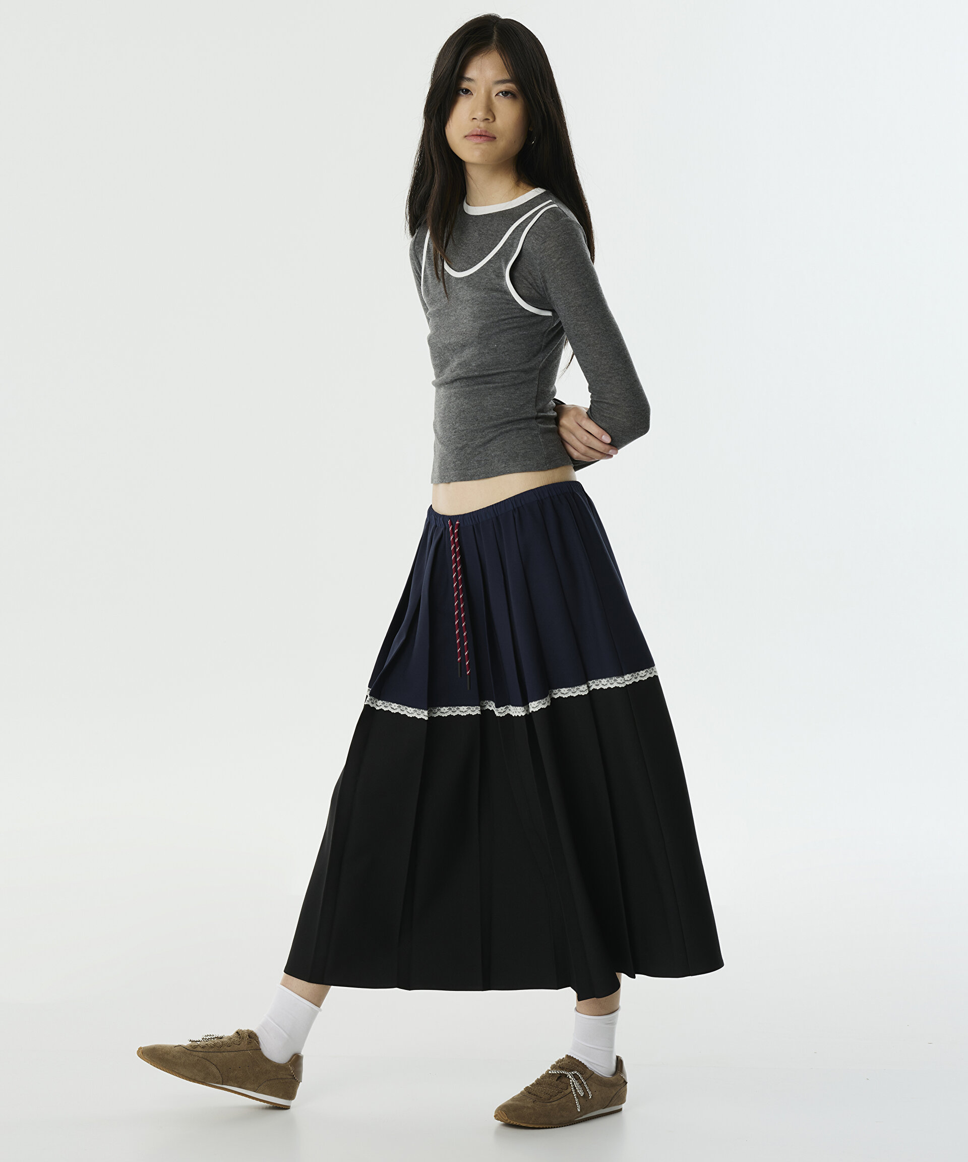 Lacivert KUMAŞ MIX COLORBLOCK ETEK TW6250004067015 | TWIST