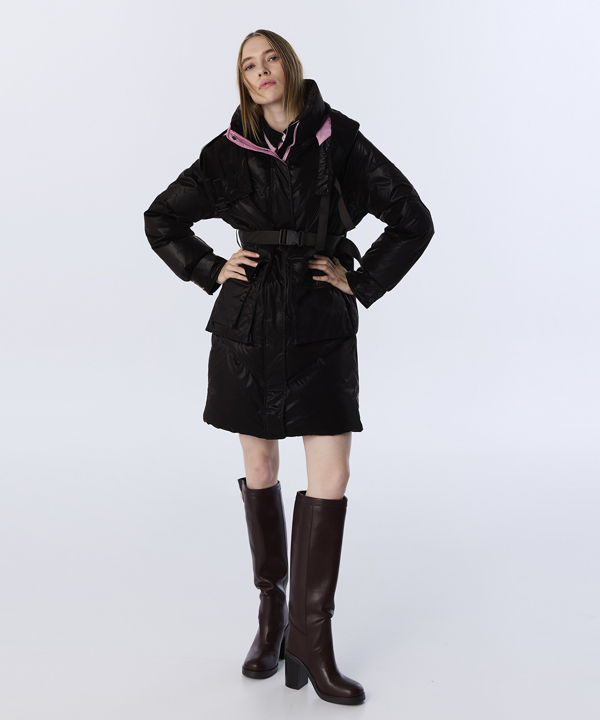 Kahverengi COLORBLOCK PUFFER MONT TW6250012035074 | TWIST