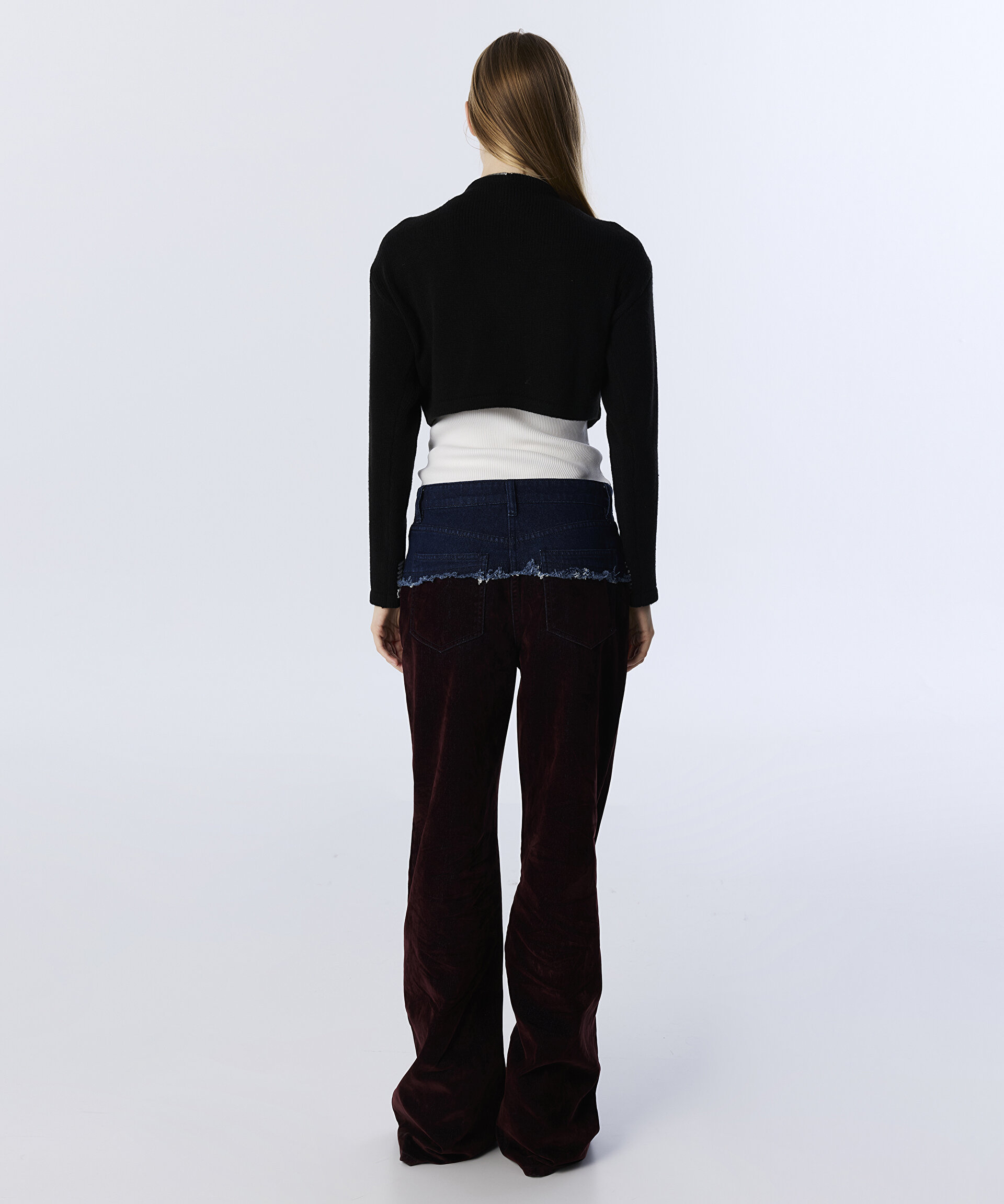 COLORBLOCK WIDE LEG JEAN PANTOLON