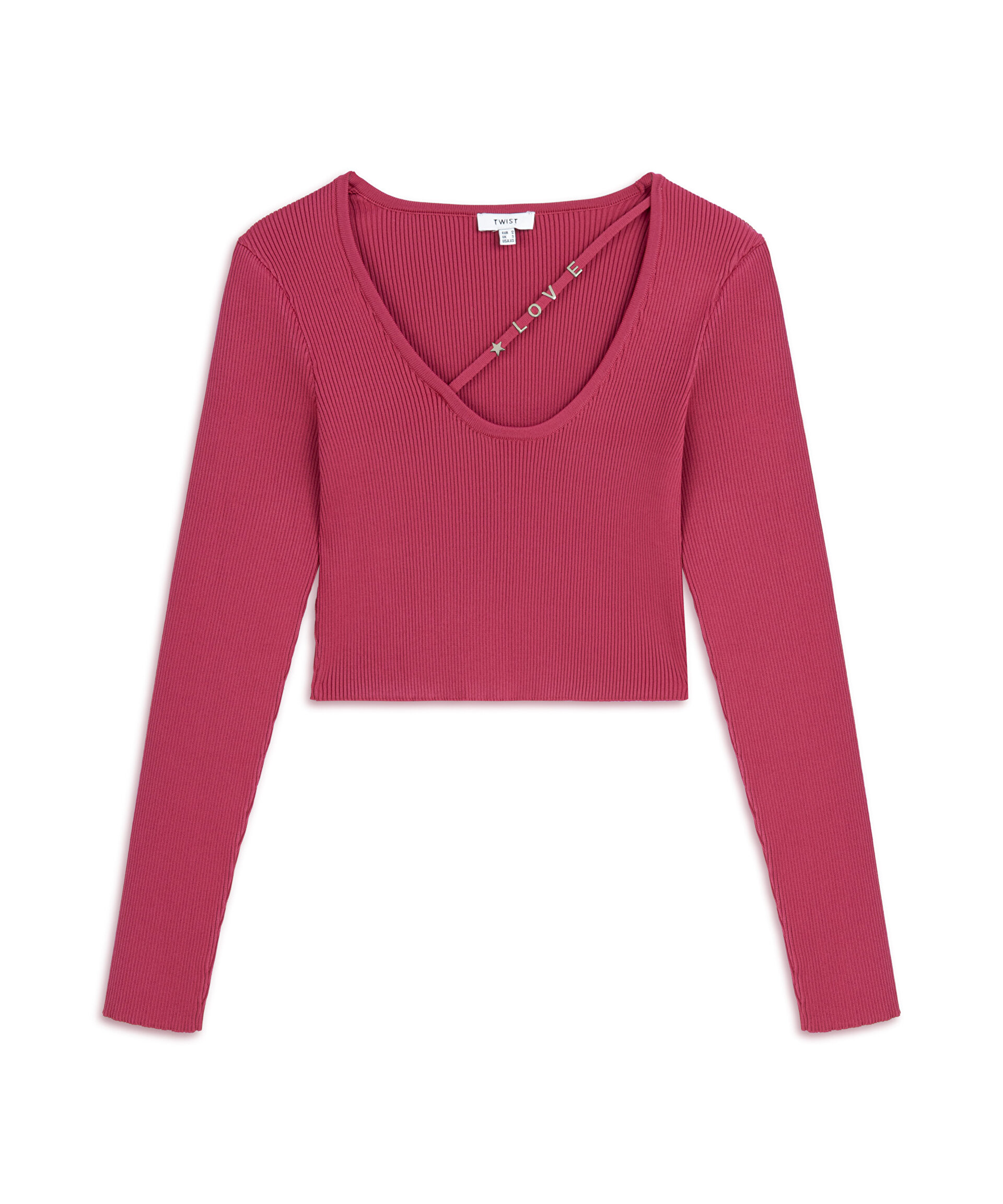 METAL AKSESUARLI CROP TRİKO