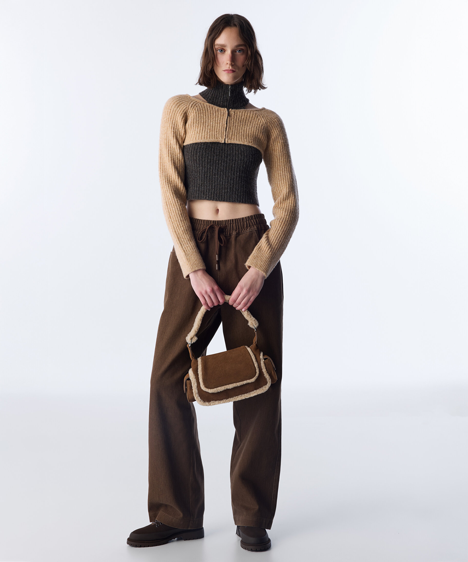 Kahverengi ÇİFT PARÇA GÖRÜNÜM CUTOUT TRİKO TW6250050609027 | TWIST