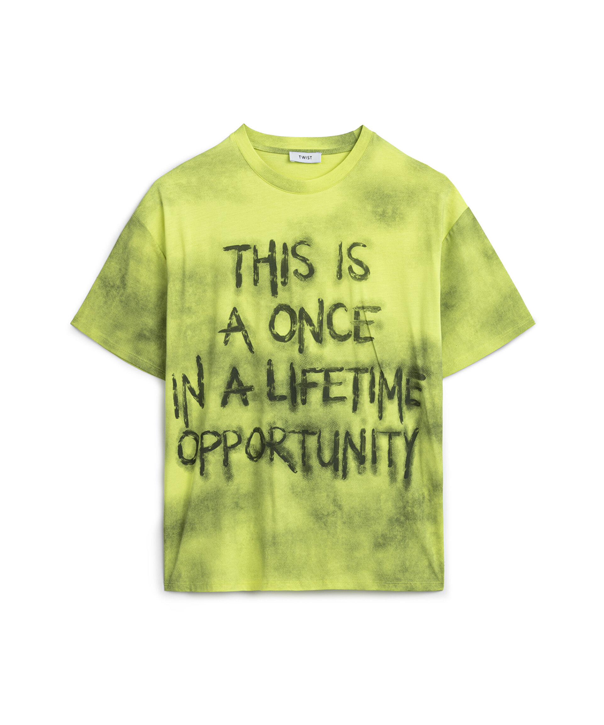 Yeşil SLOGANLI OVERSIZE T-SHIRT TW6250070027DE6 | TWIST