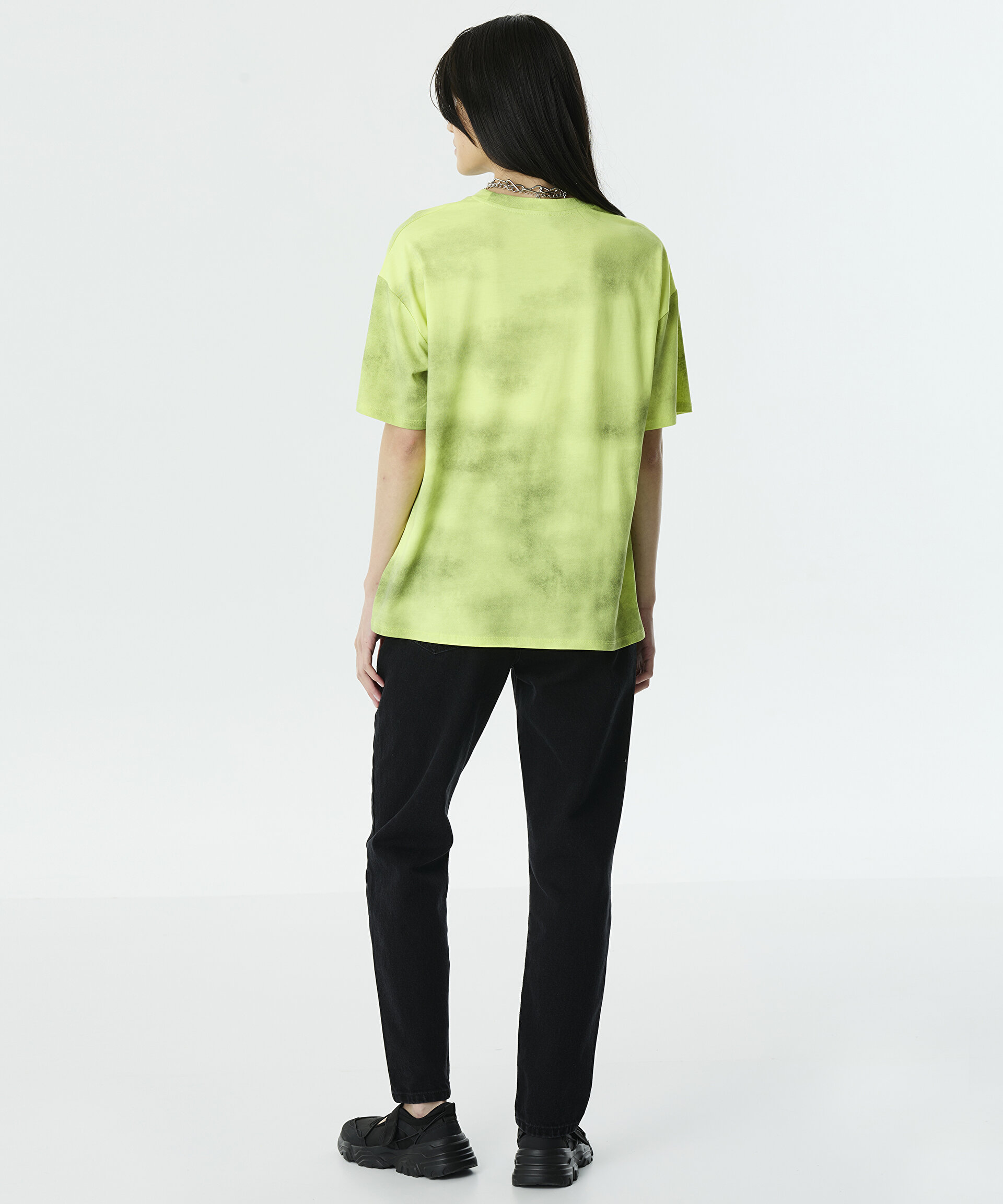 Yeşil SLOGANLI OVERSIZE T-SHIRT TW6250070027DE6 | TWIST