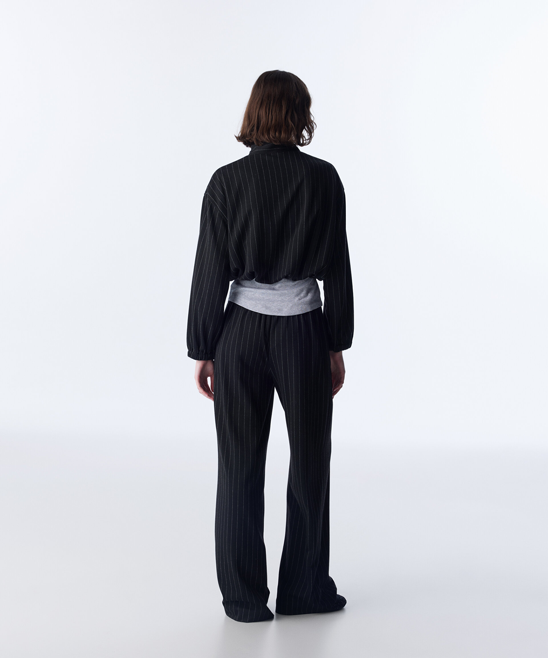 ÇİZGİ DESEN KUMAŞ MIX SWEATSHIRT