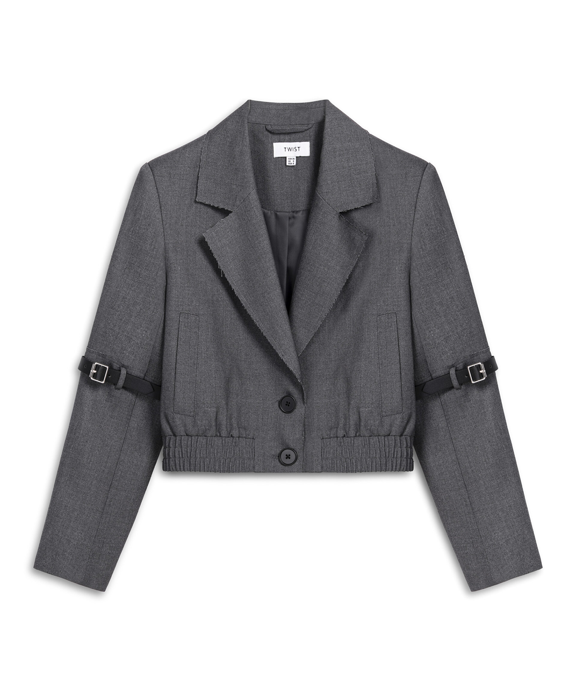 SUNİ DERİ KEMERLİ CROP BLAZER