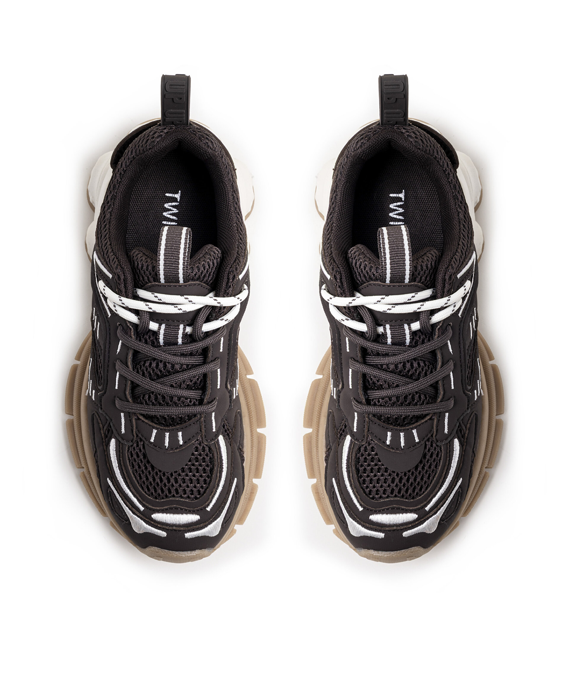 Kahverengi KONTRAST DOKULU ÇİFT BAĞCIKLI SNEAKER TW6250062017074