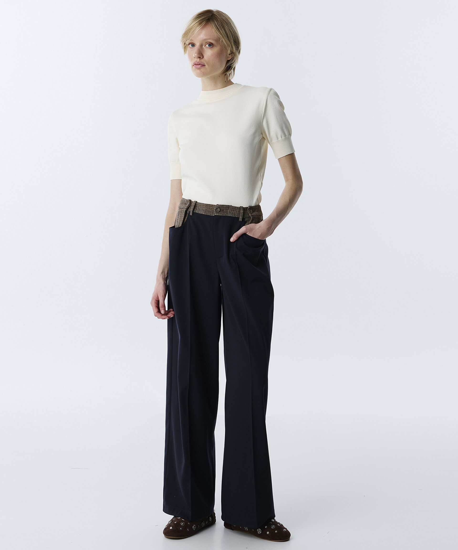 EKOSE DESEN MIX WIDE LEG PANTOLON