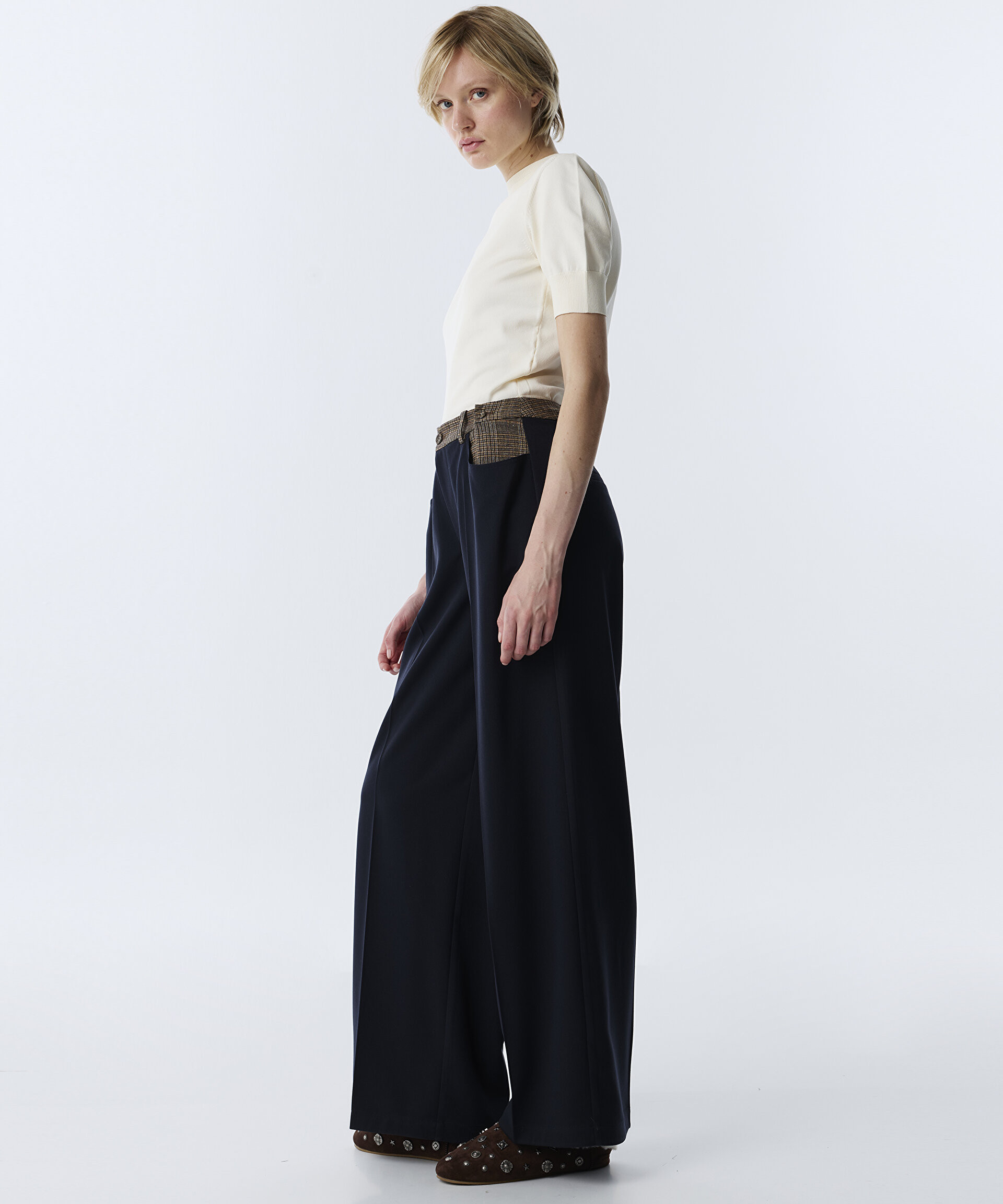 EKOSE DESEN MIX WIDE LEG PANTOLON