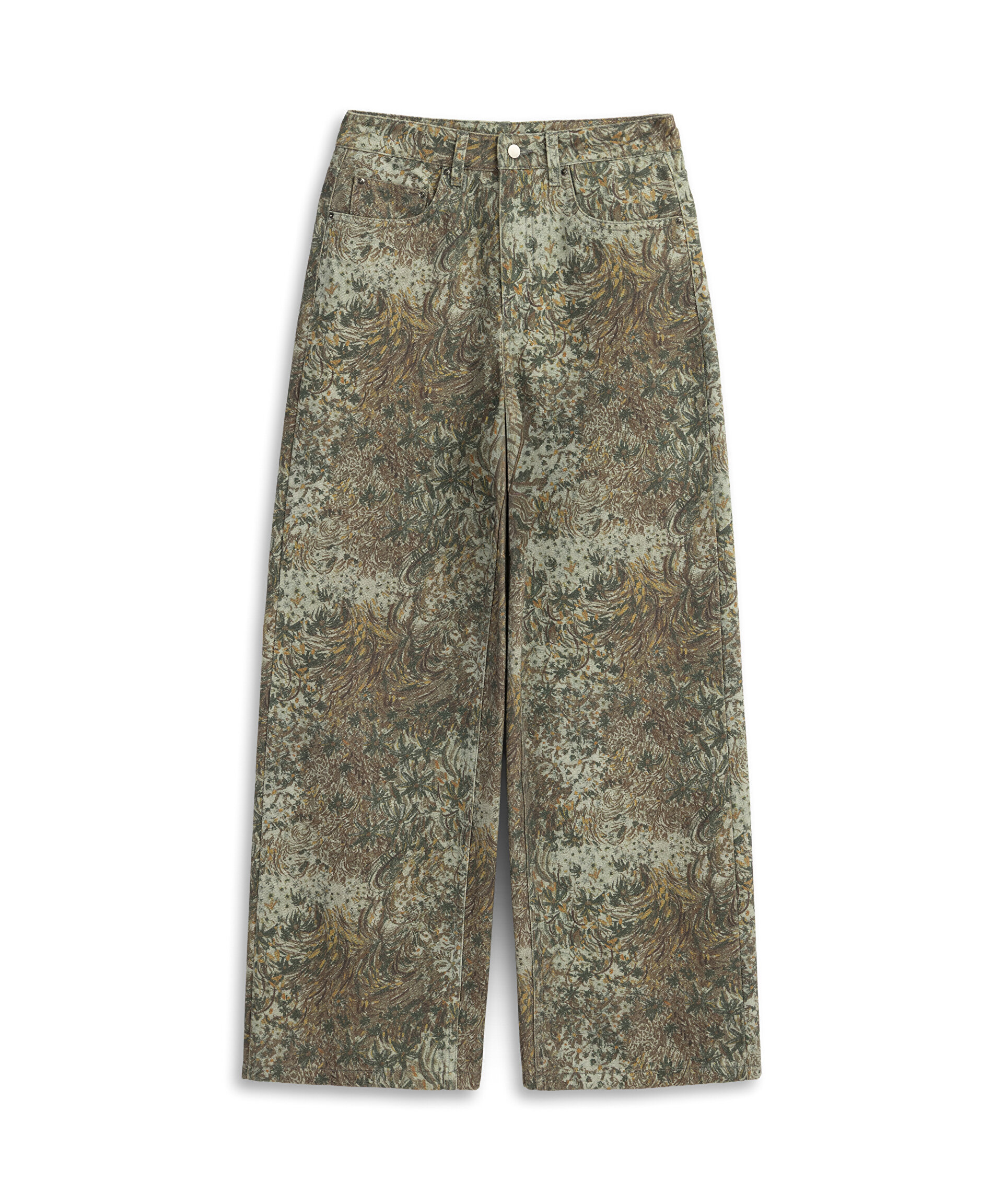GÖRSEL BASKILI BARREL JEAN PANTOLON