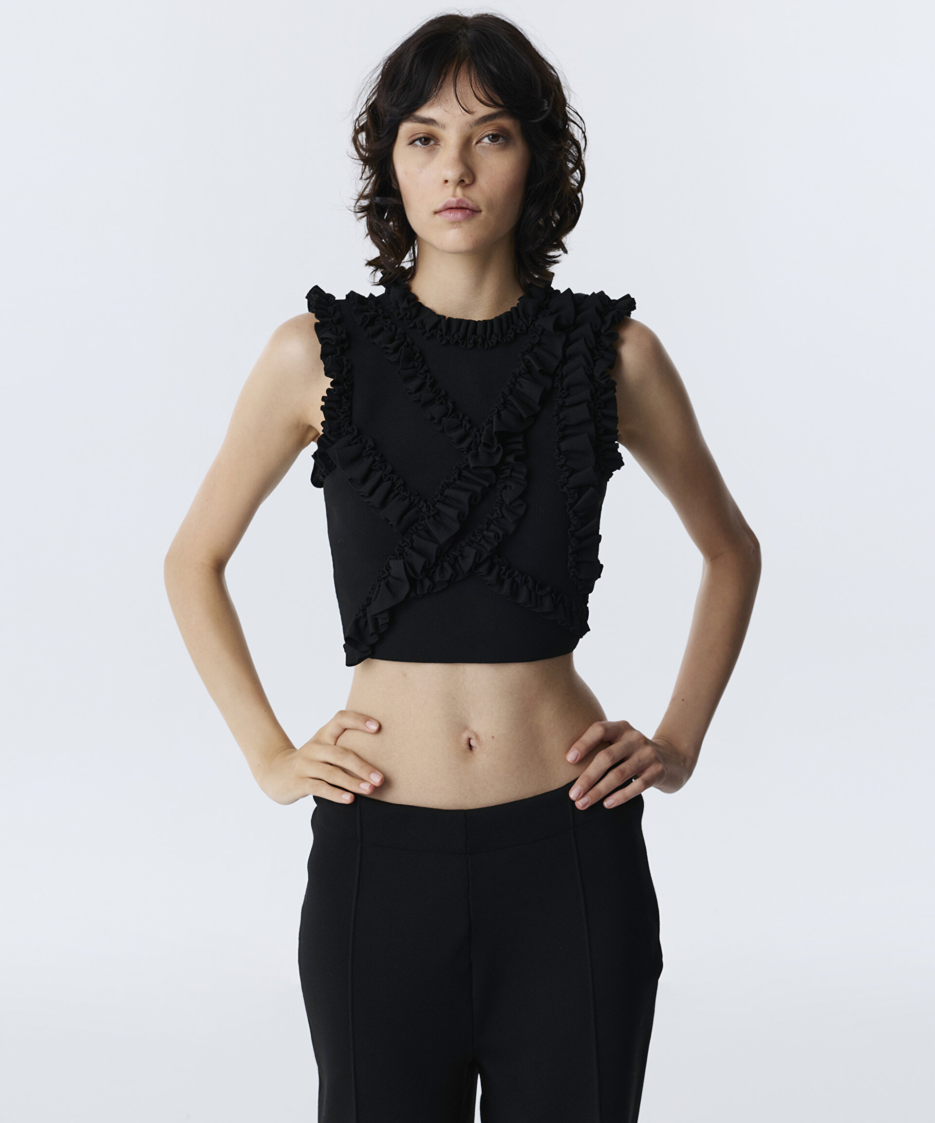 FIRFIR ŞERİTLİ CROP TRİKO