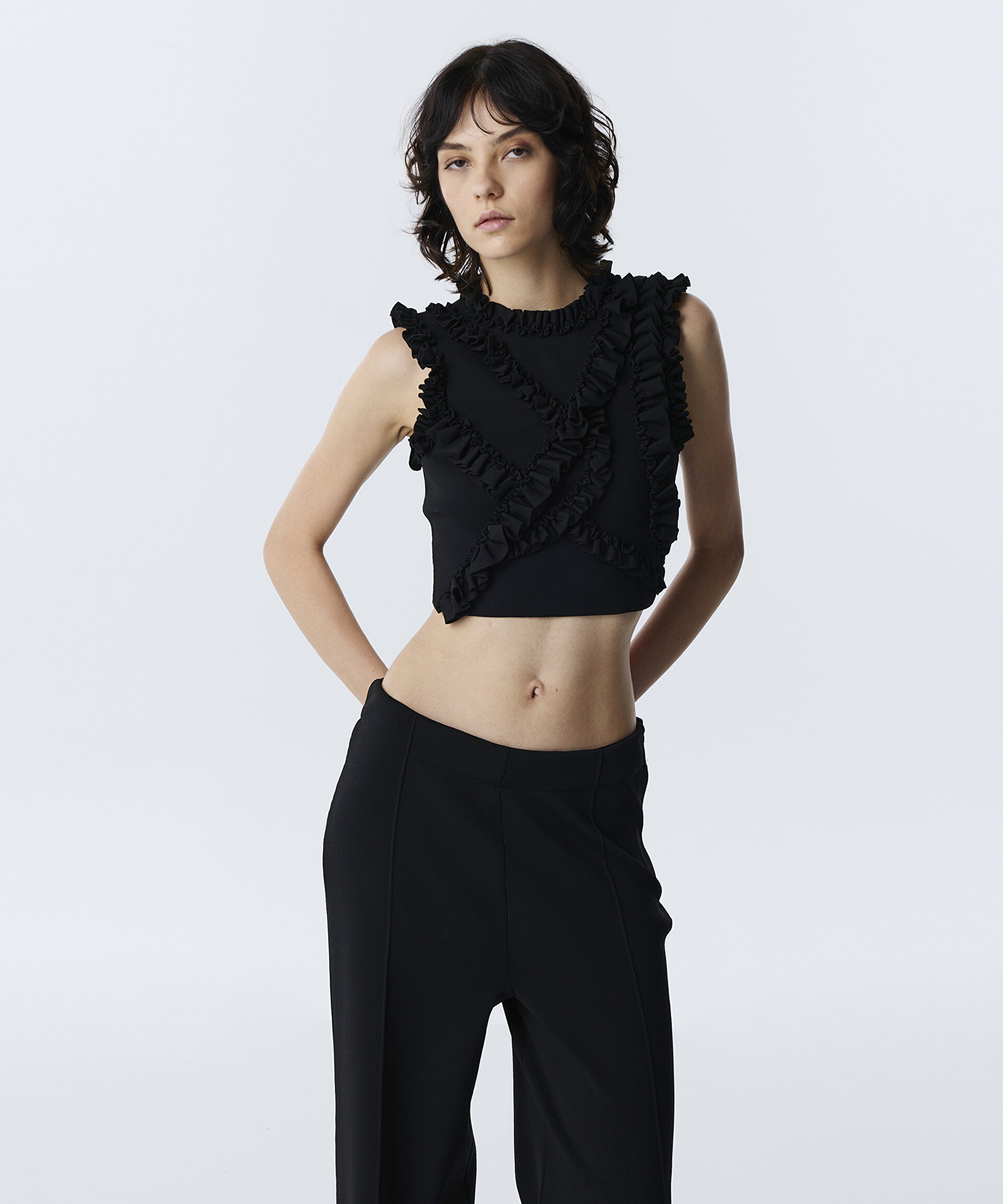 FIRFIR ŞERİTLİ CROP TRİKO