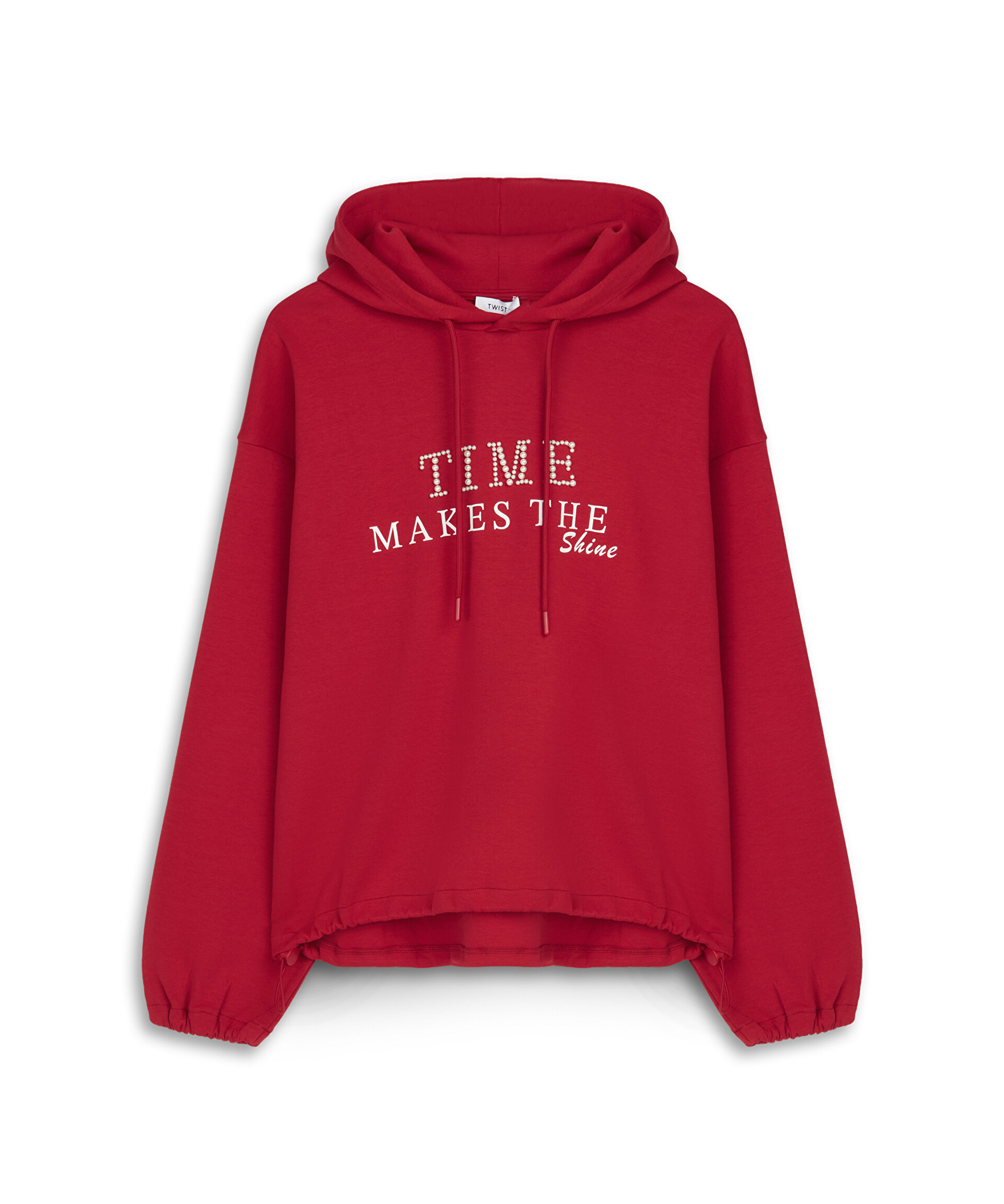 SUNİ İNCİ SLOGANLI SWEATSHIRT