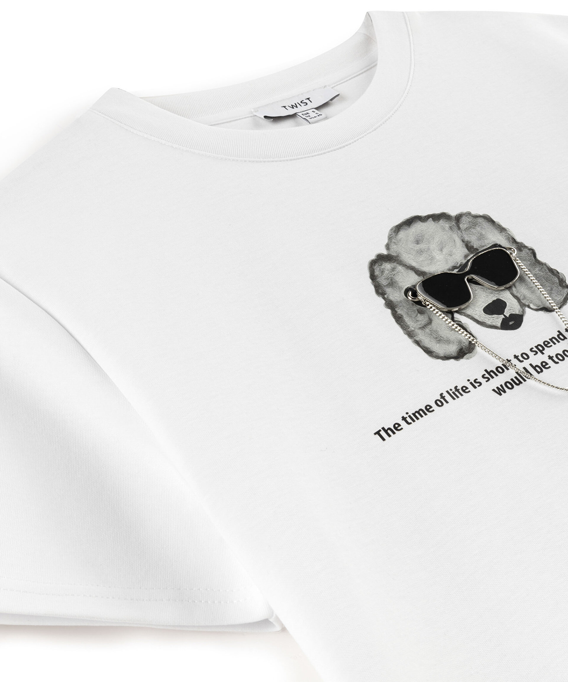 Beyaz METAL AKSESUARLI T-SHIRT TS1240070064002 | TWIST