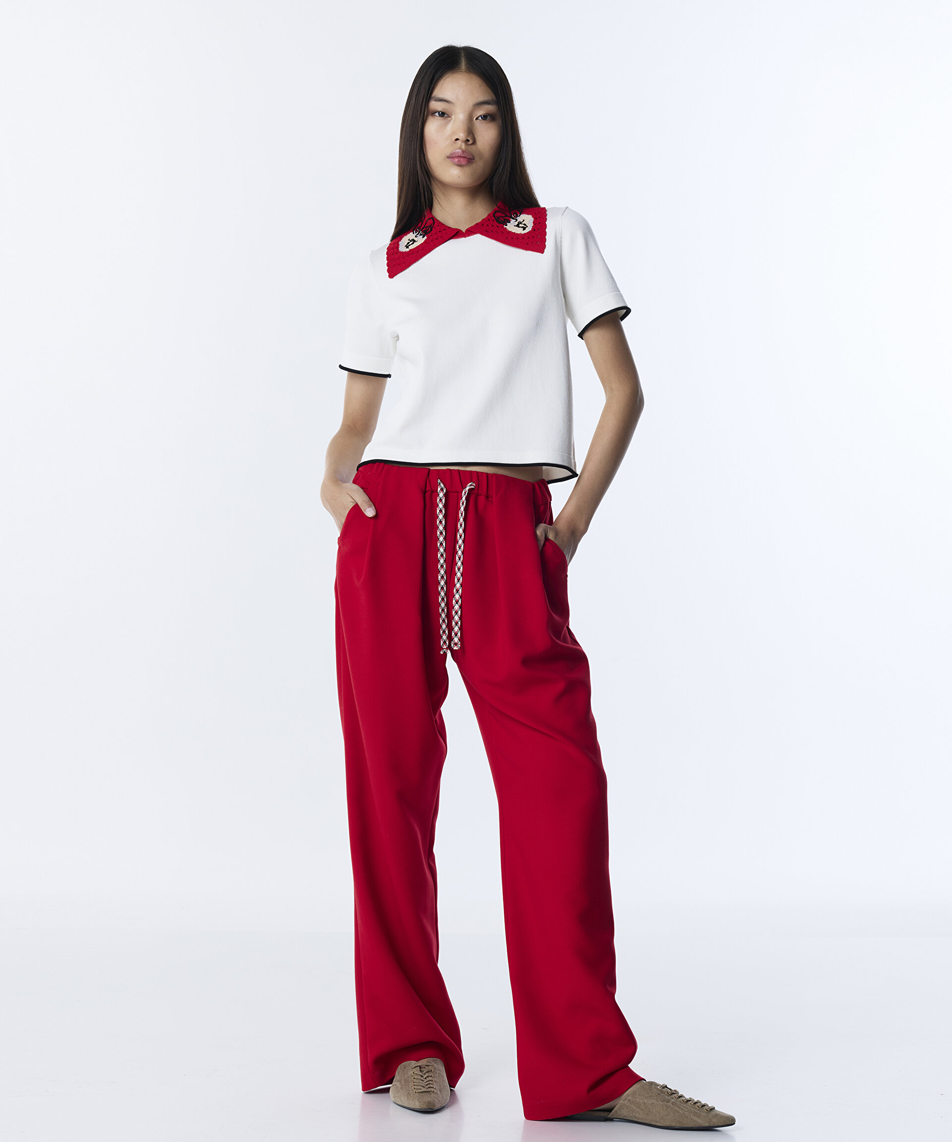 PİLELİ WIDE LEG PANTOLON