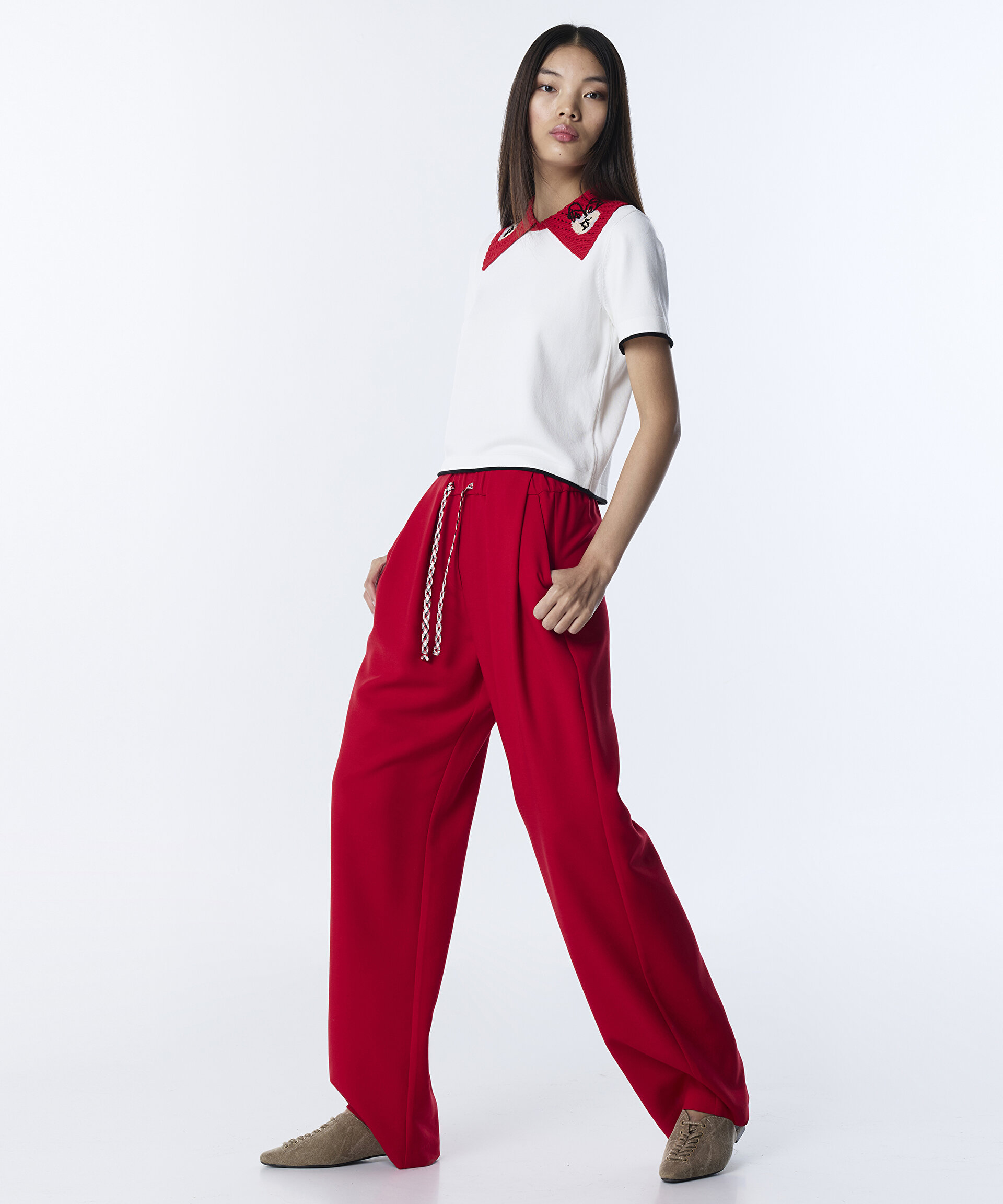 PİLELİ WIDE LEG PANTOLON
