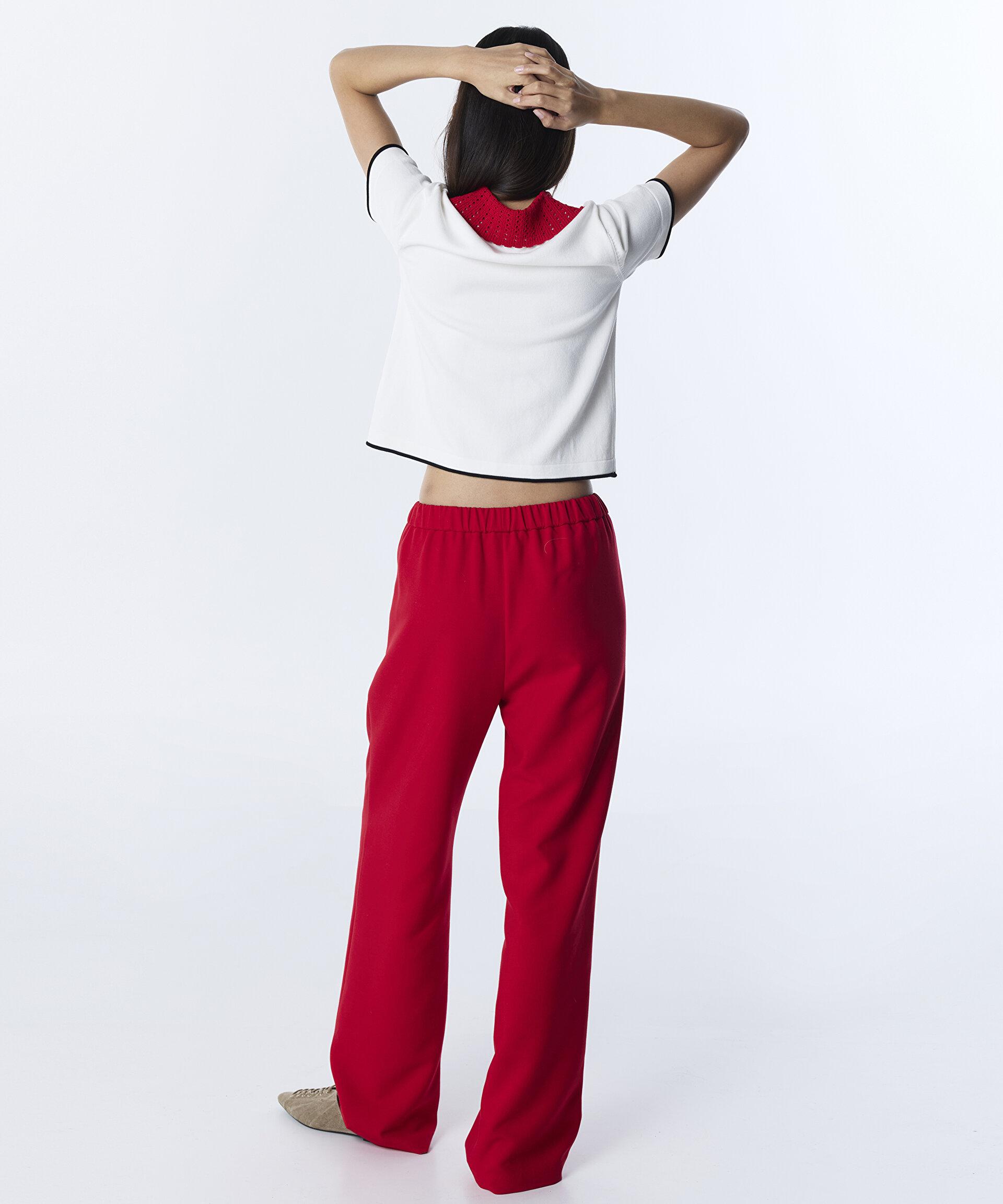 PİLELİ WIDE LEG PANTOLON