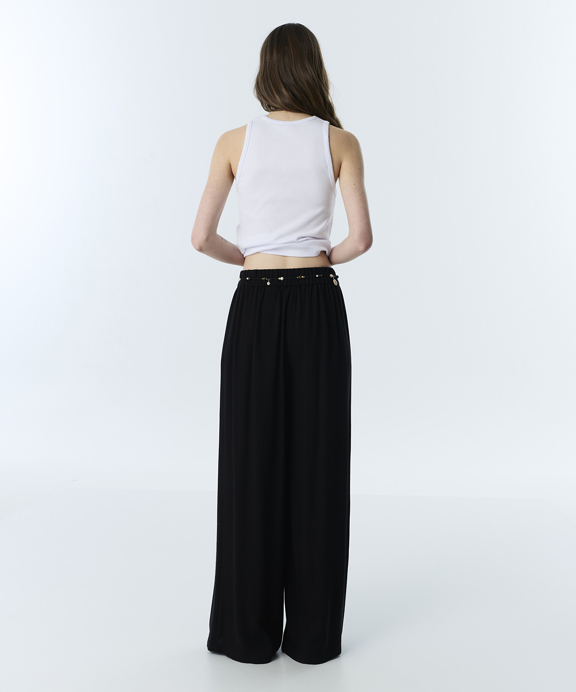 BONCUKLU KUŞAKLI WIDE LEG PANTOLON