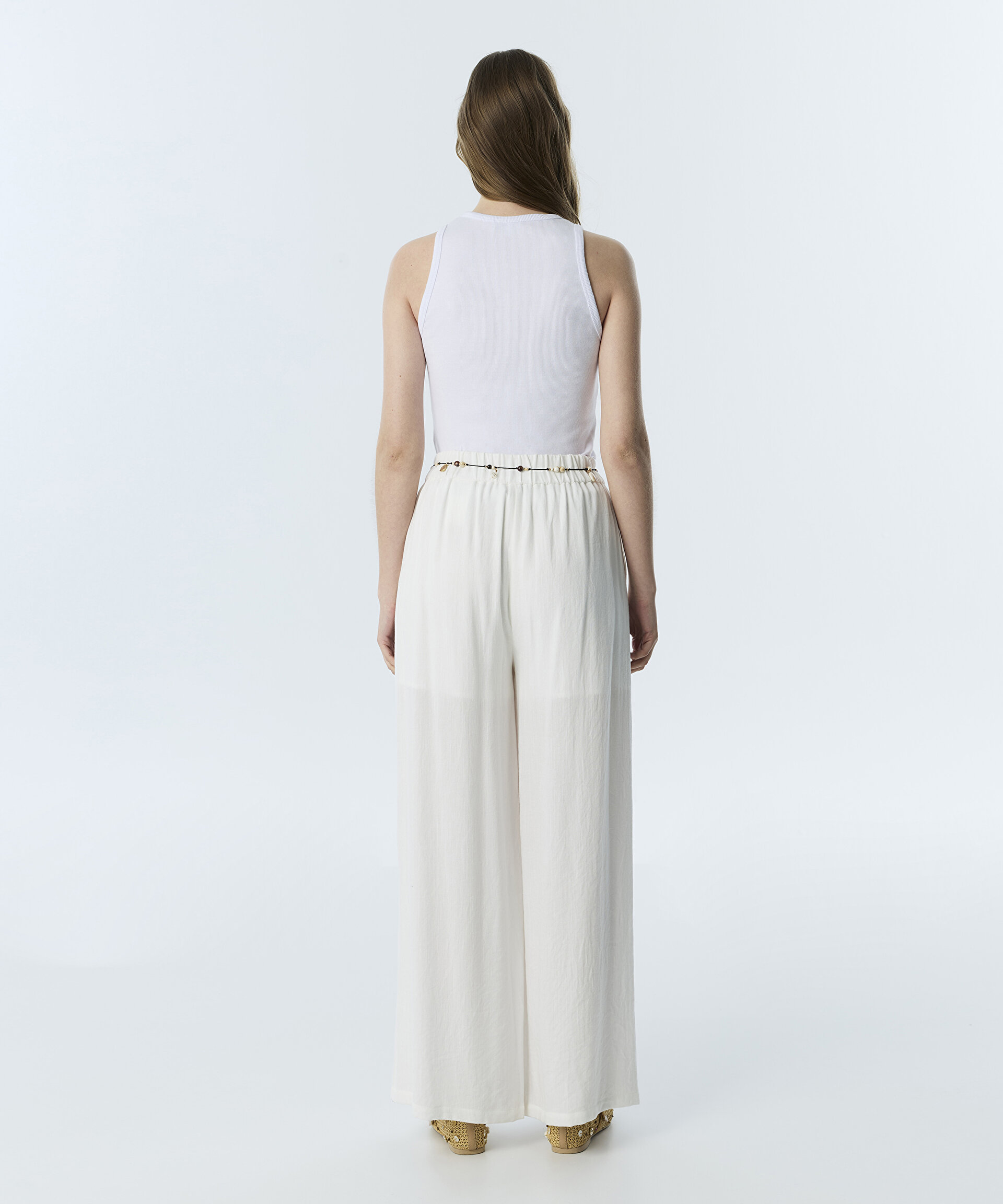 BONCUKLU KUŞAKLI WIDE LEG PANTOLON