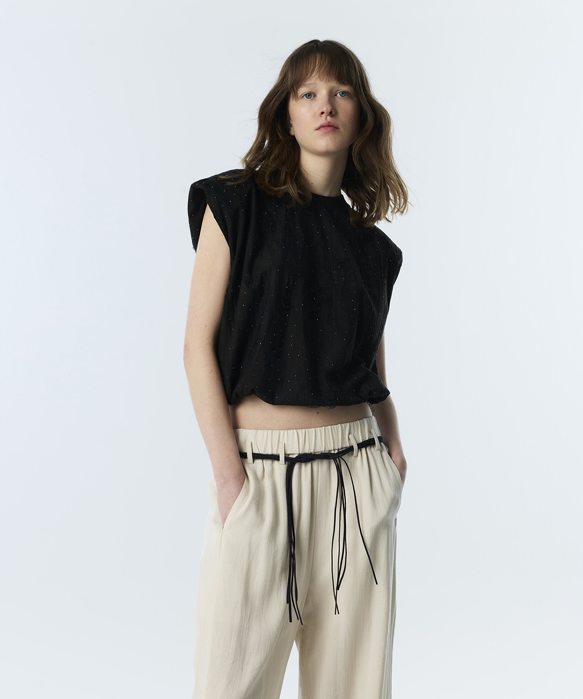PÜSKÜLLÜ KEMERLİ WIDE LEG PANTOLON