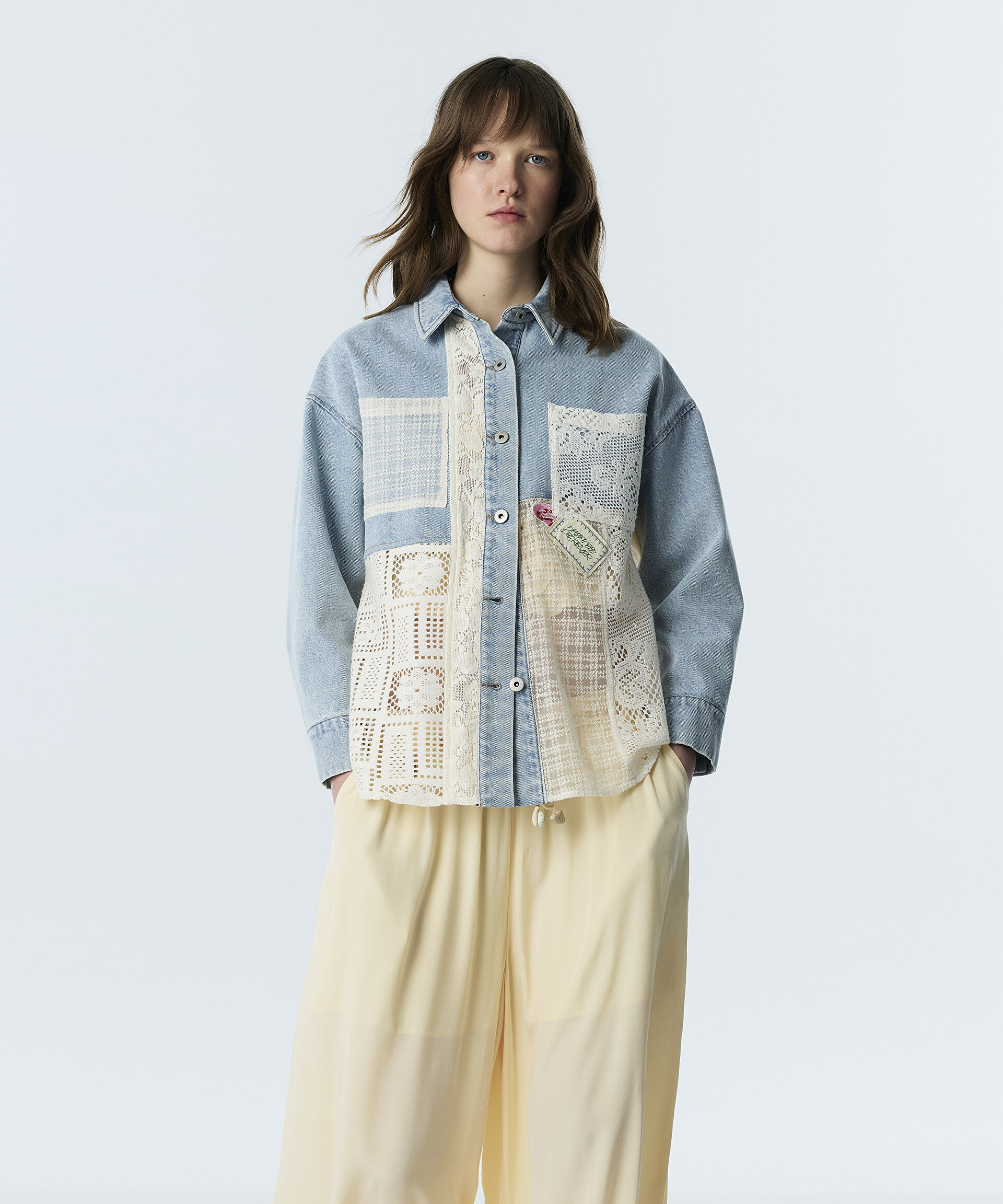 Mavi DANTEL VE KROŞE MIX JEAN GÖMLEK TS1260005087CC2 | TWIST
