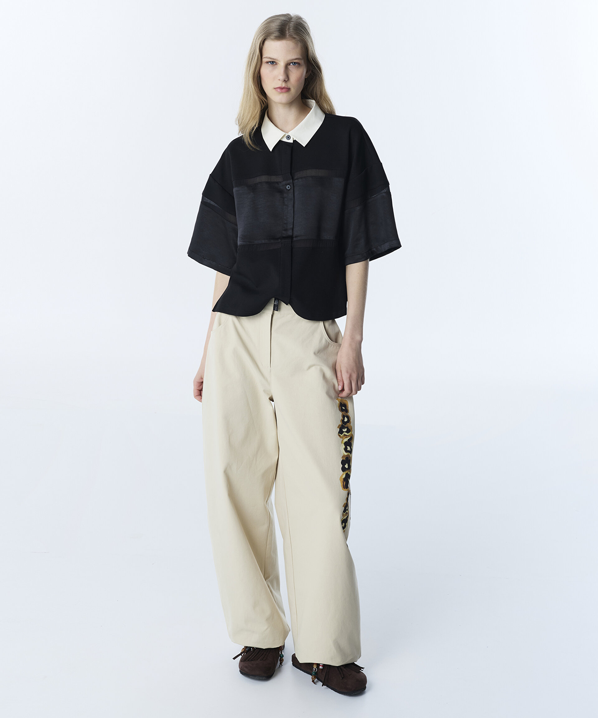 松下 Siyah SATEN MIX COLORBLOCK BLUZ TS1260006057001 | TWIST