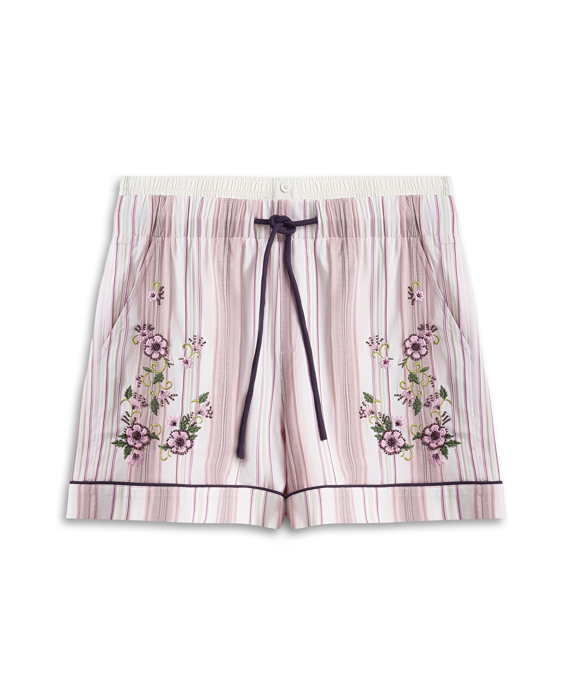 FLORAL NAKIŞLI ÇİZGİLİ ŞORT