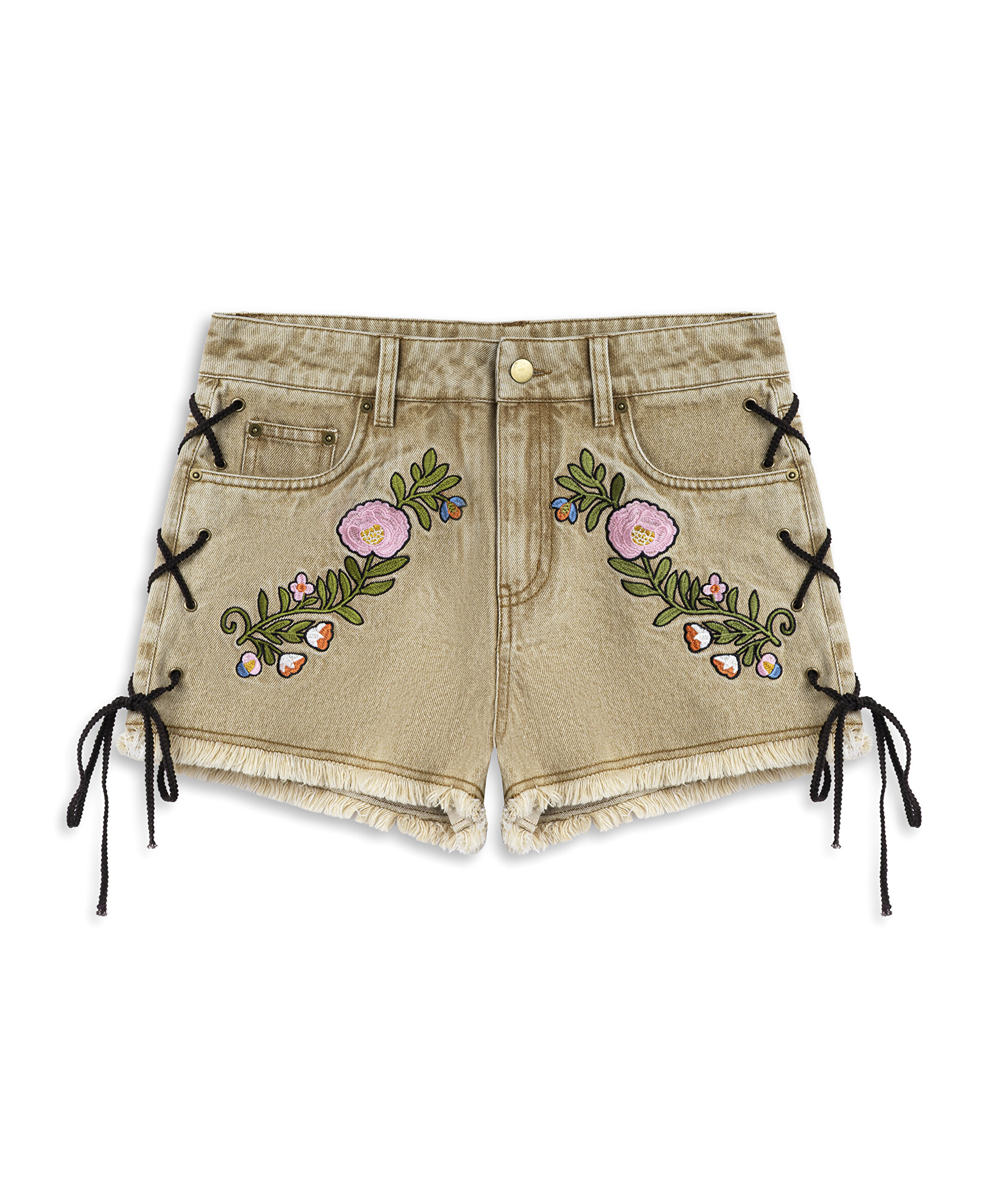 FLORAL NAKIŞLI NON DENİM ŞORT