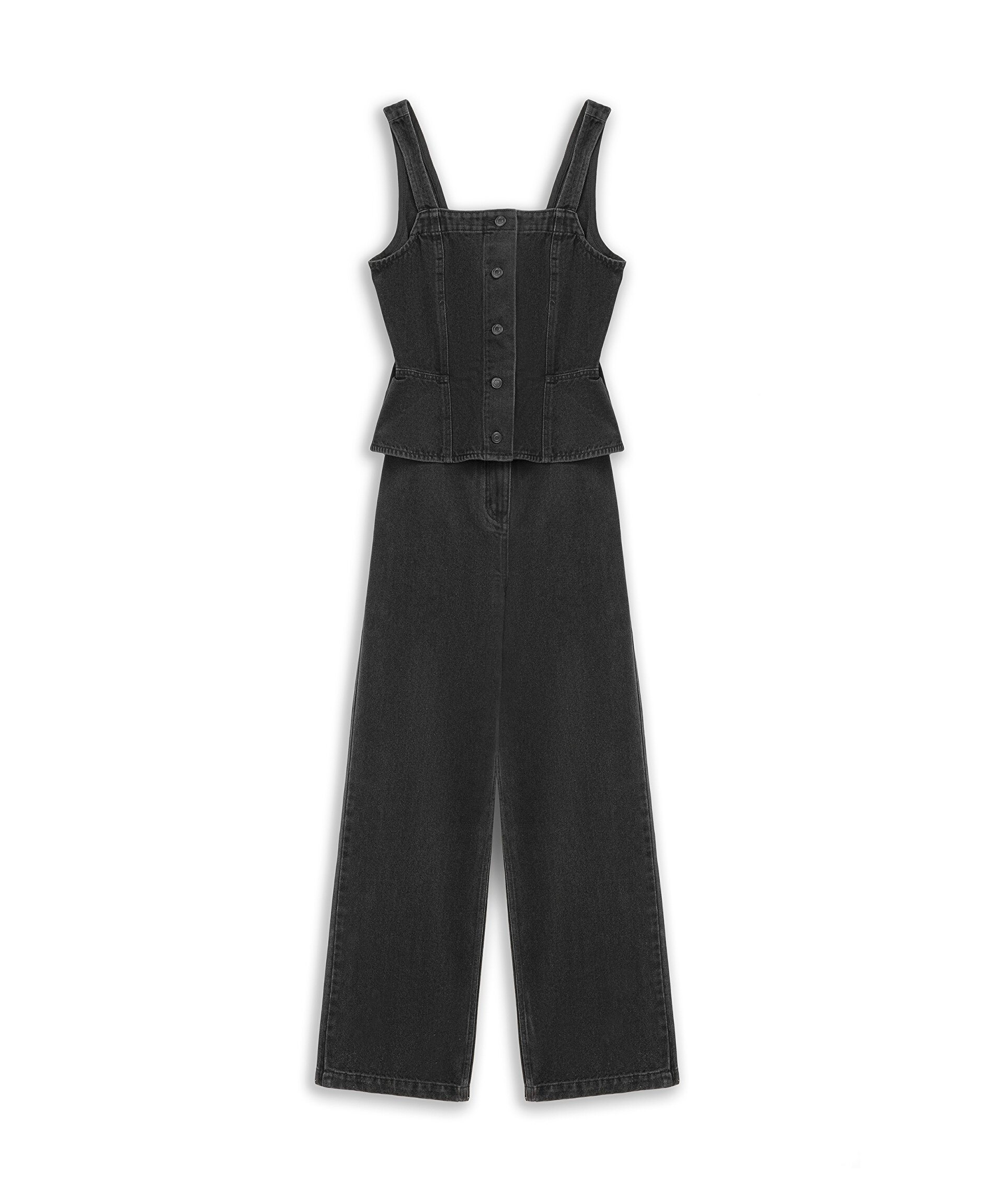 ÇİFT PARÇA GÖRÜNÜM WIDE LEG TULUM