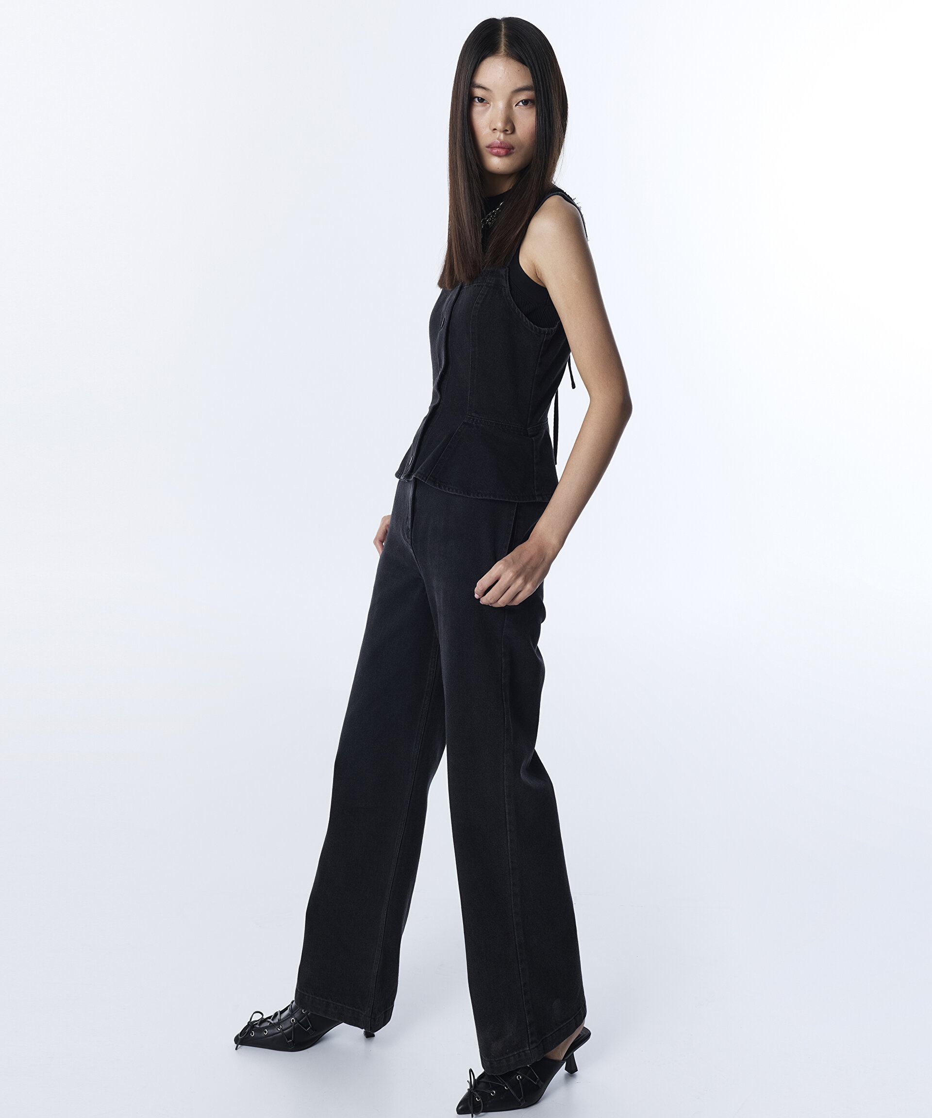ÇİFT PARÇA GÖRÜNÜM WIDE LEG TULUM