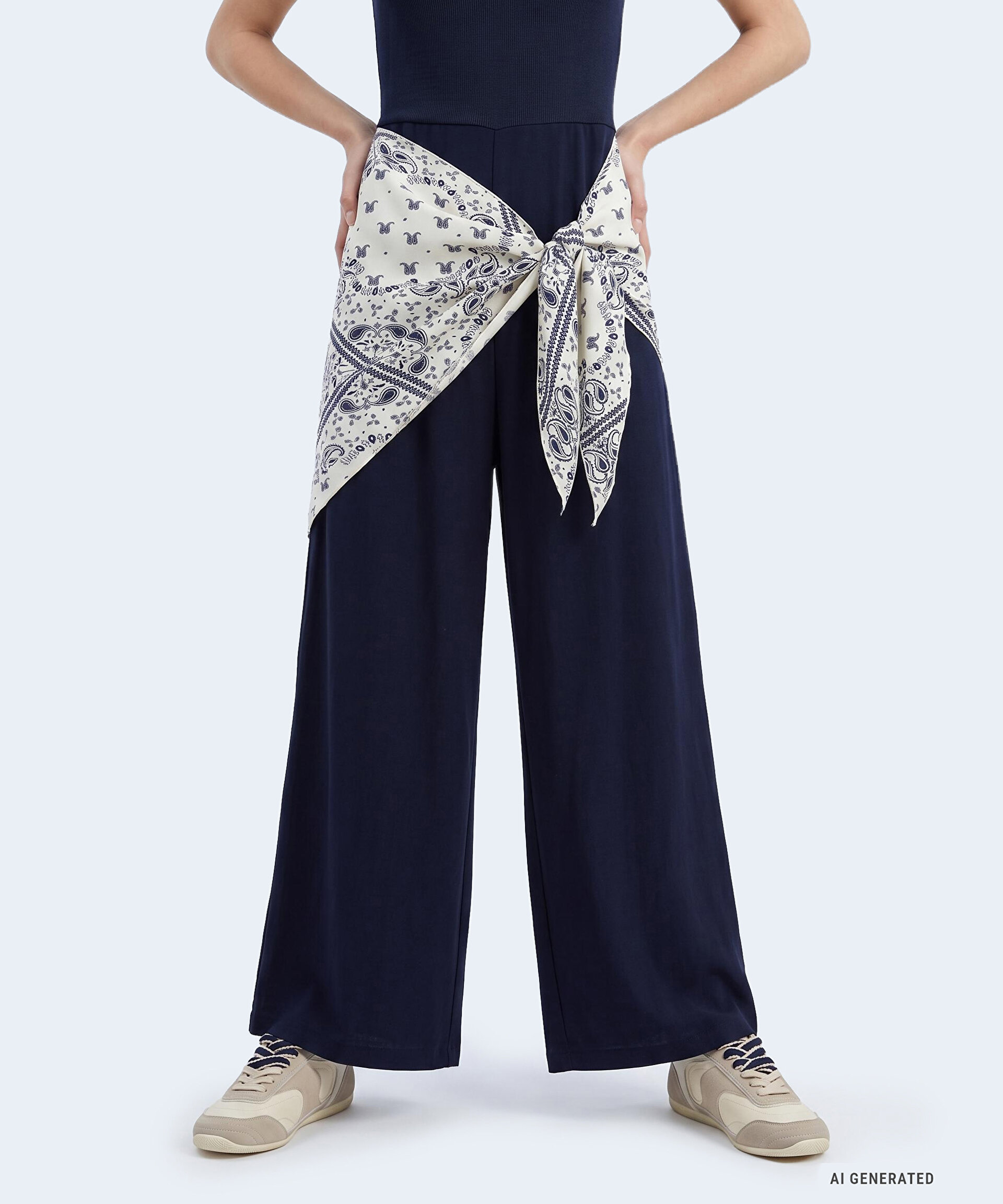 ÇIKARILABİLİR FULARLI HALTER YAKA TULUM