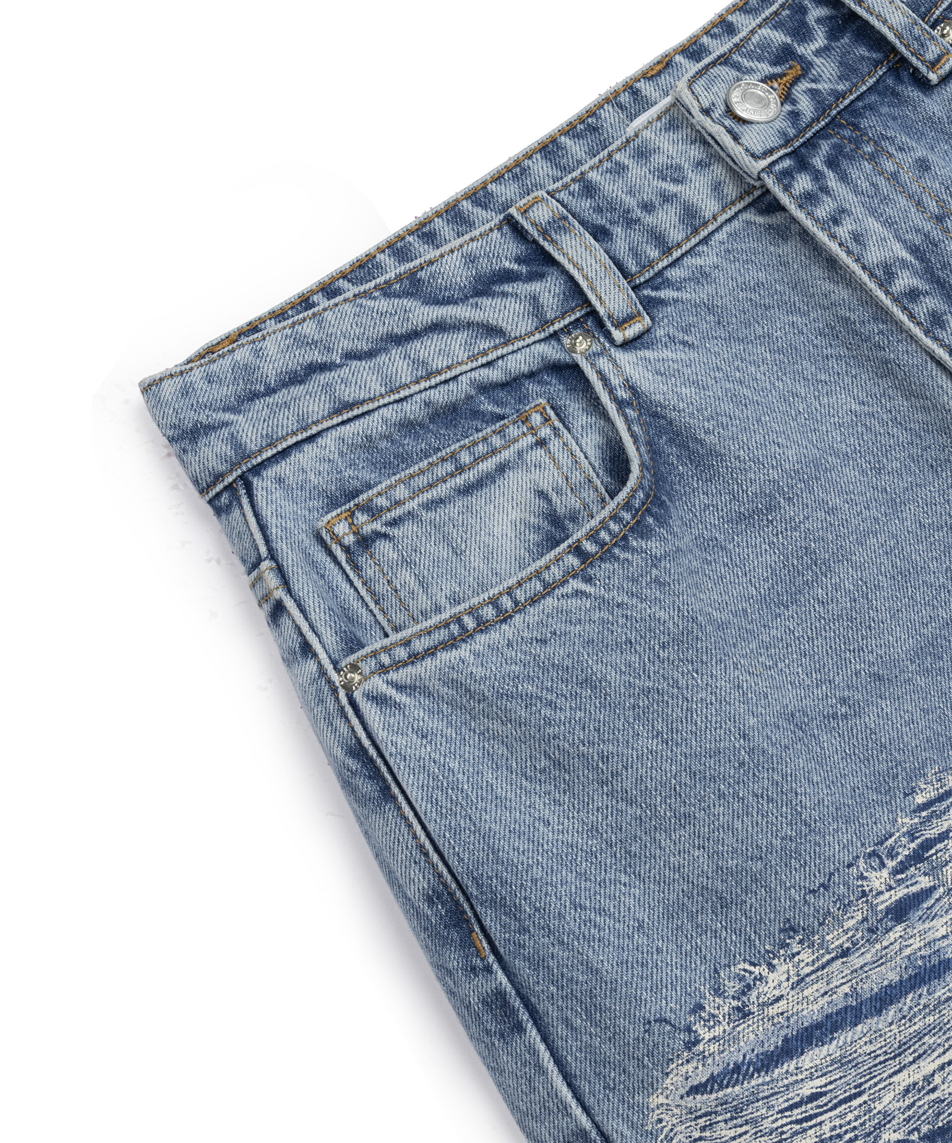 ESKİTME EFEKTLİ WIDE LEG JEAN PANTOLON