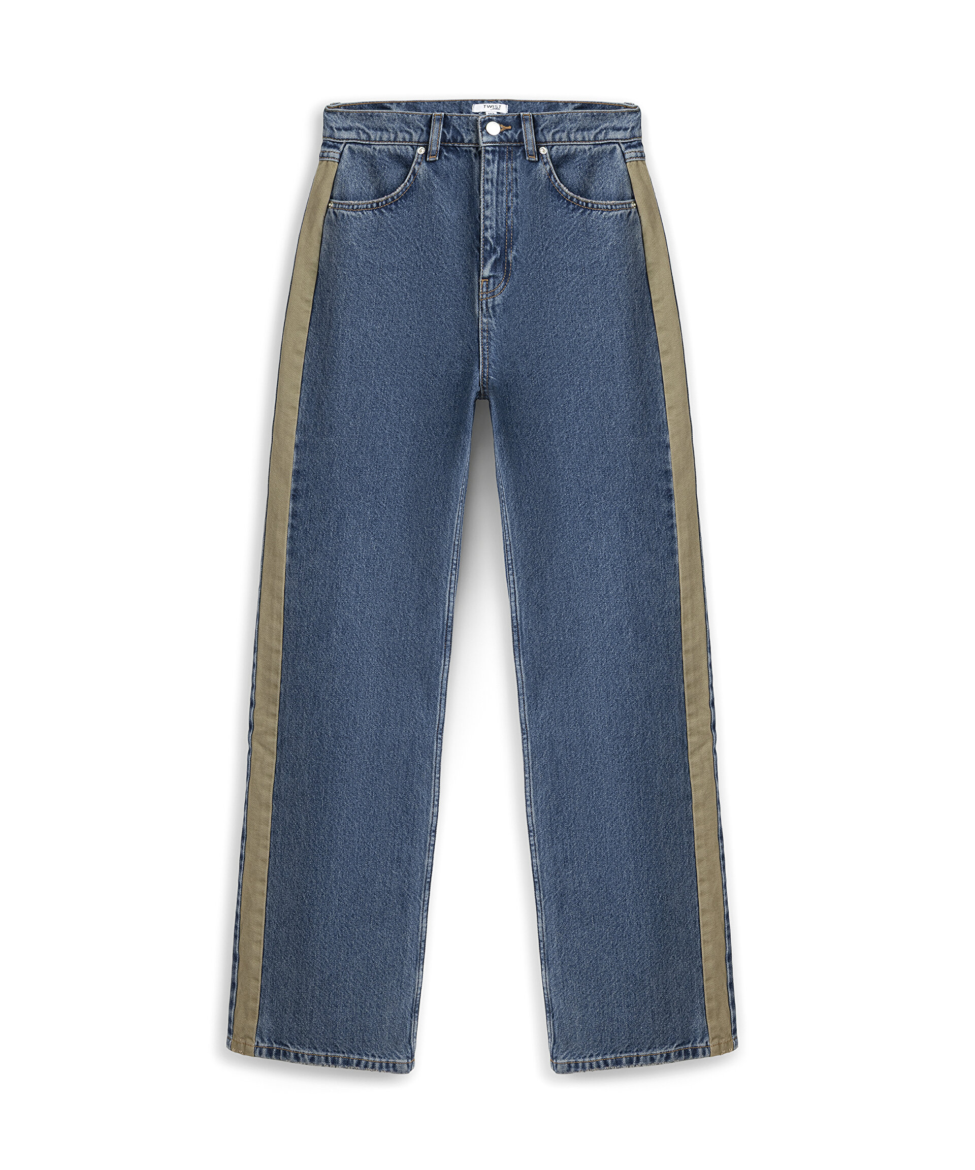 COLORBLOCK WIDE LEG JEAN PANTOLON