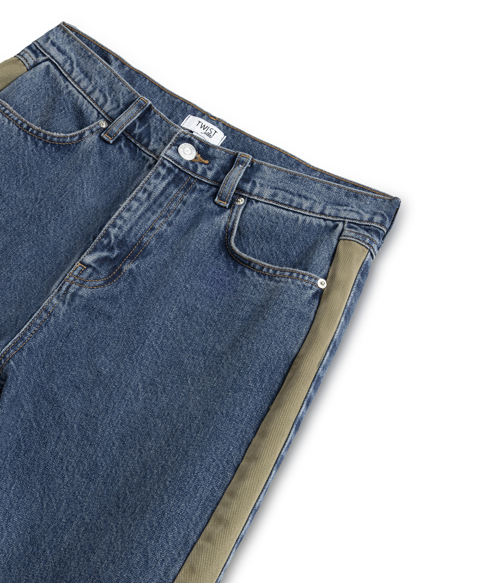 COLORBLOCK WIDE LEG JEAN PANTOLON