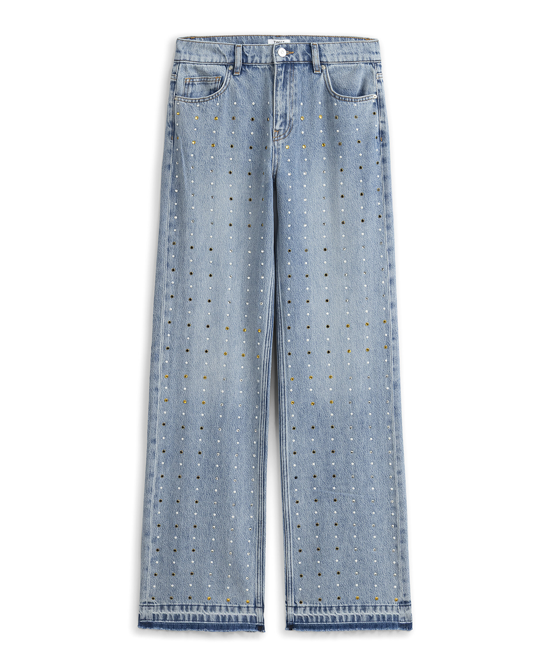 Mavi RENKLİ HOTFIX BASKILI WIDE LEG JEAN PANTOLON TS1260018031CC2