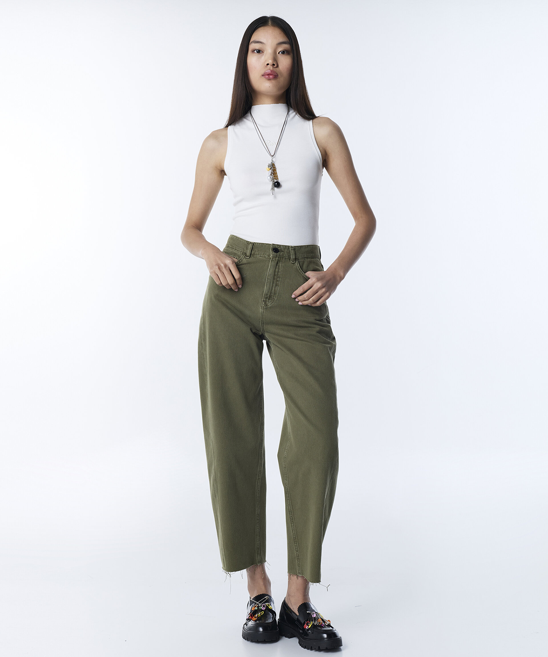 Haki SLOGANLI BAGGY JEAN PANTOLON TS1260018033022 | TWIST