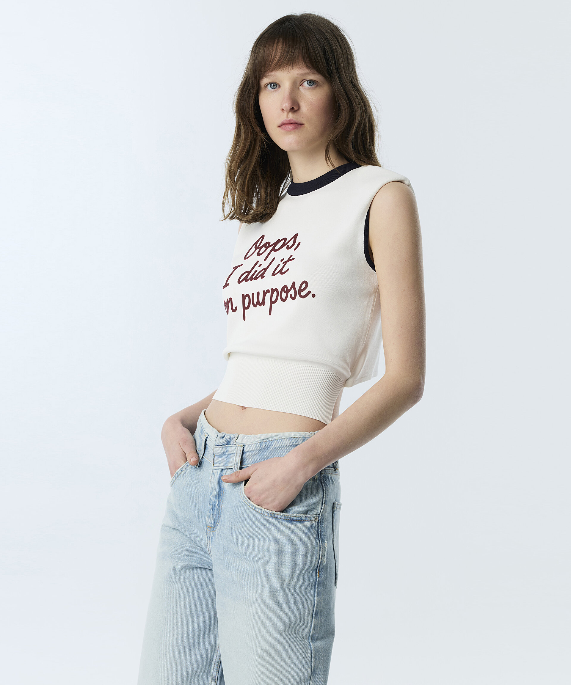 BELİ KATLAMALI WIDE LEG JEAN PANTOLON