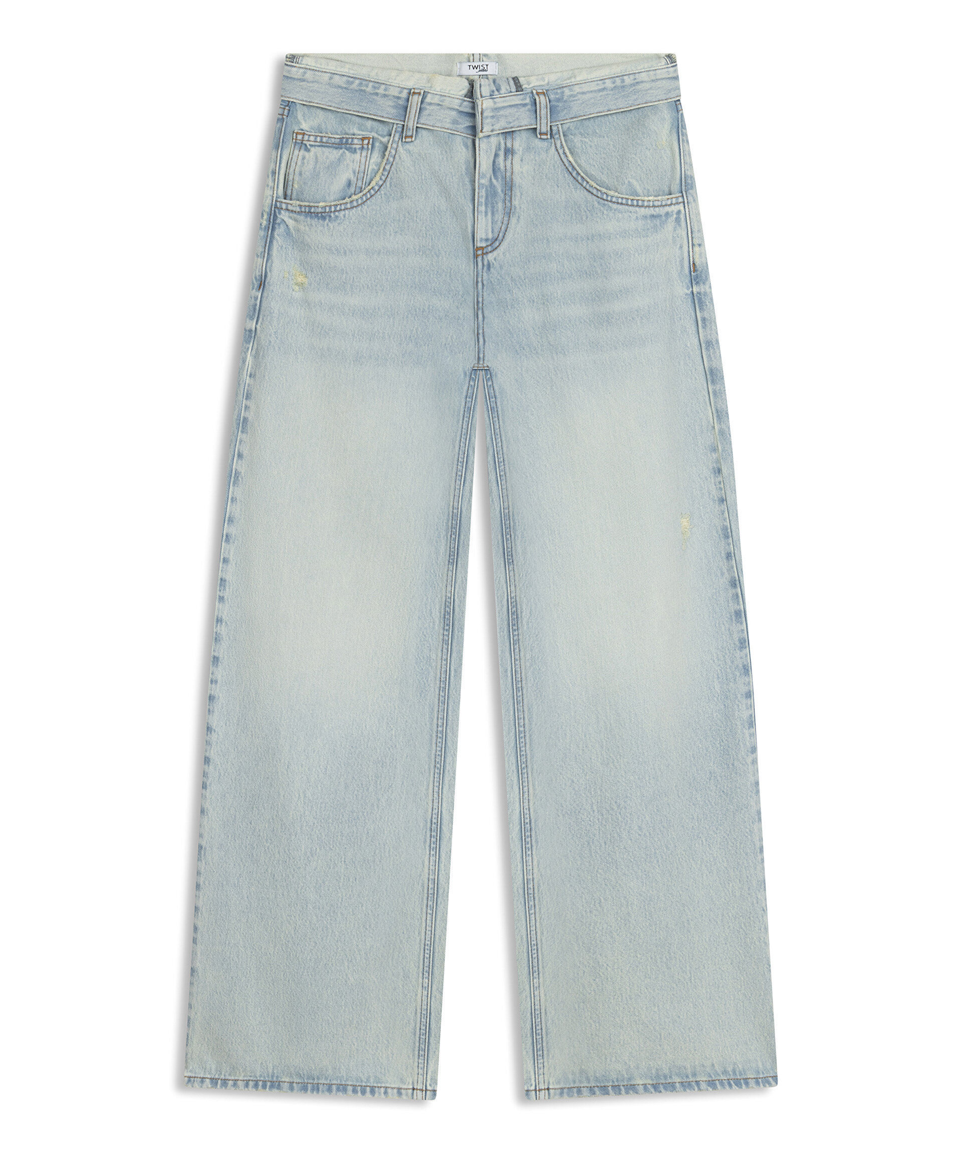 BELİ KATLAMALI WIDE LEG JEAN PANTOLON