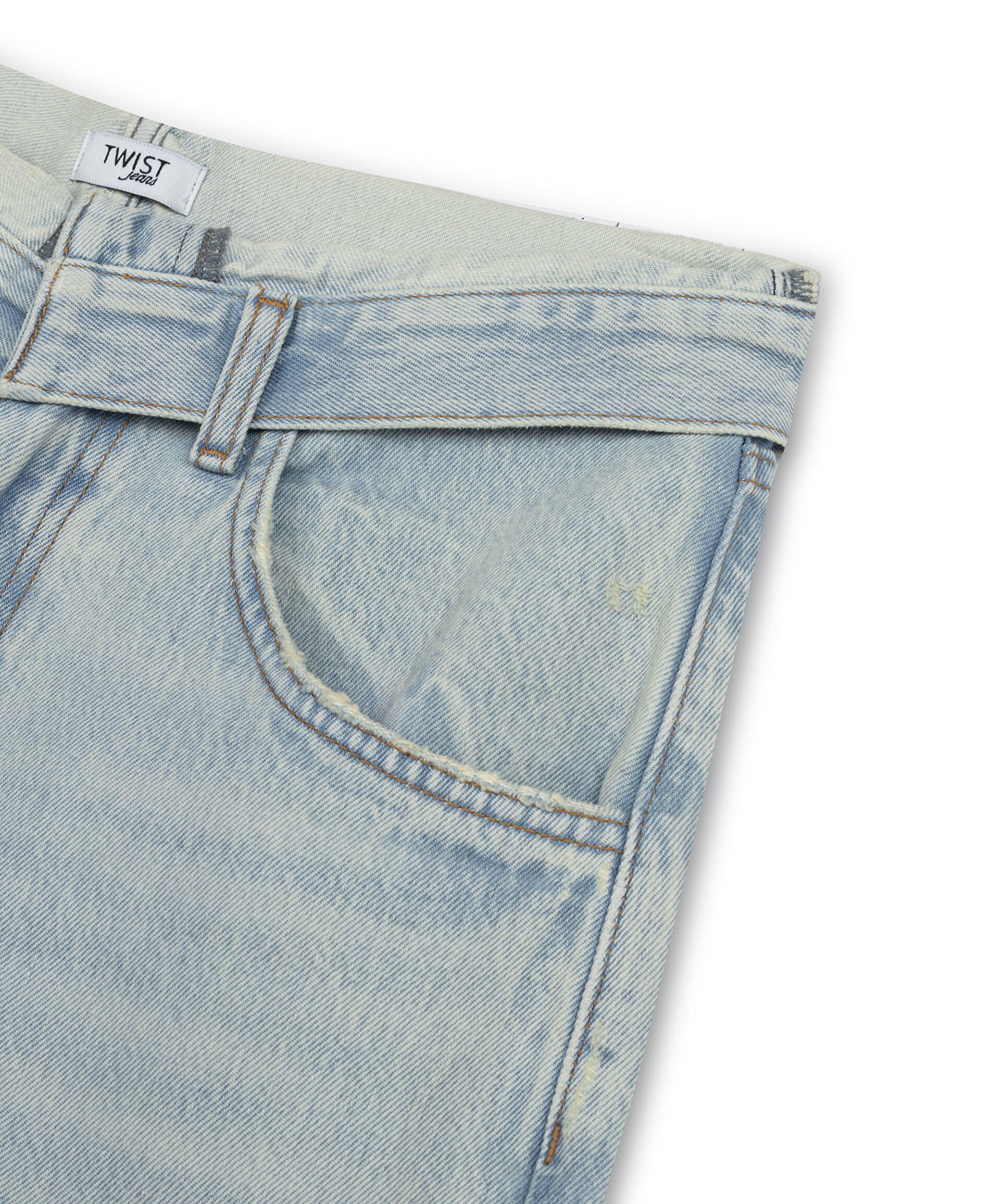 BELİ KATLAMALI WIDE LEG JEAN PANTOLON