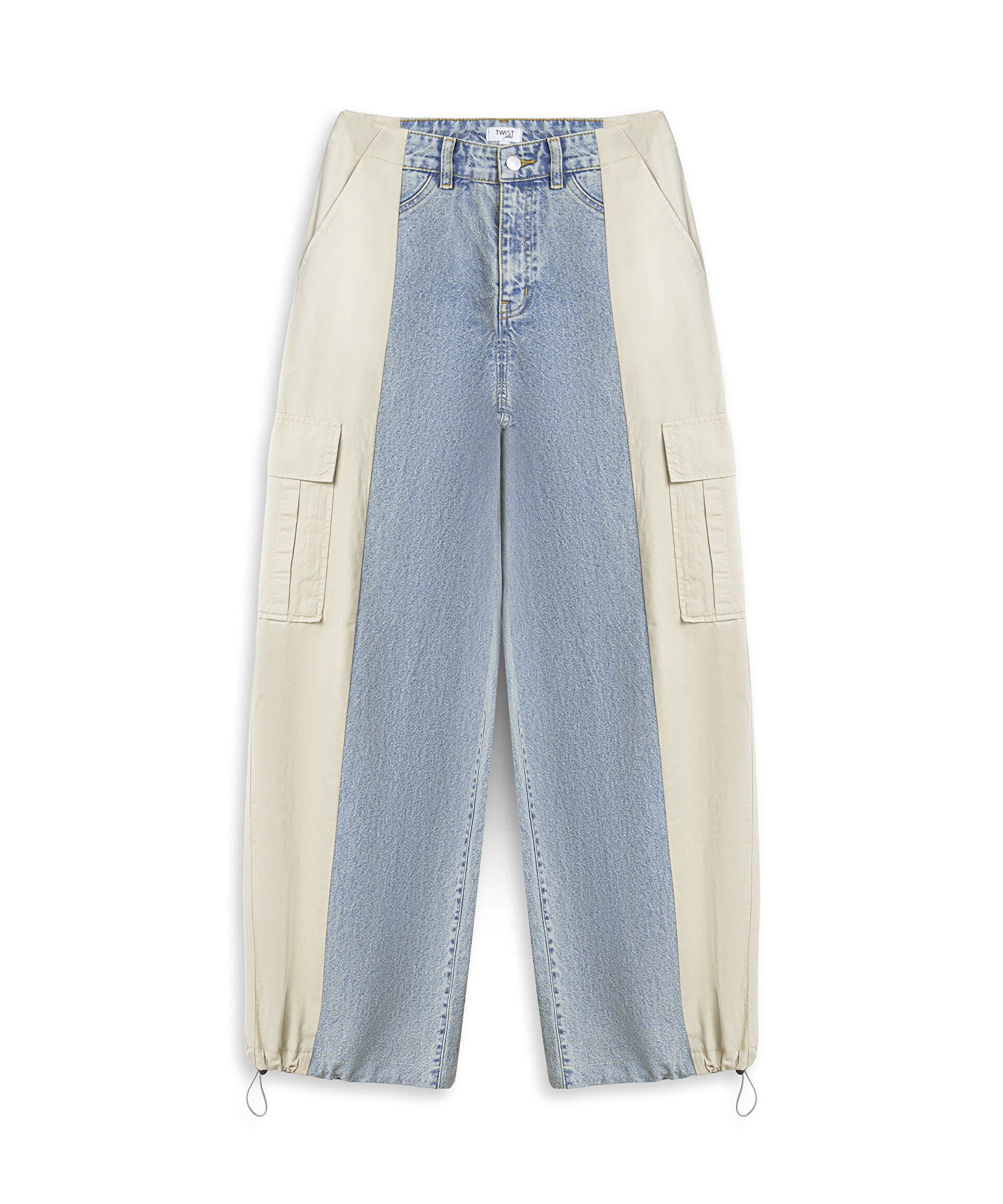 KUMAŞ MIX COLORBLOCK JEAN PANTOLON
