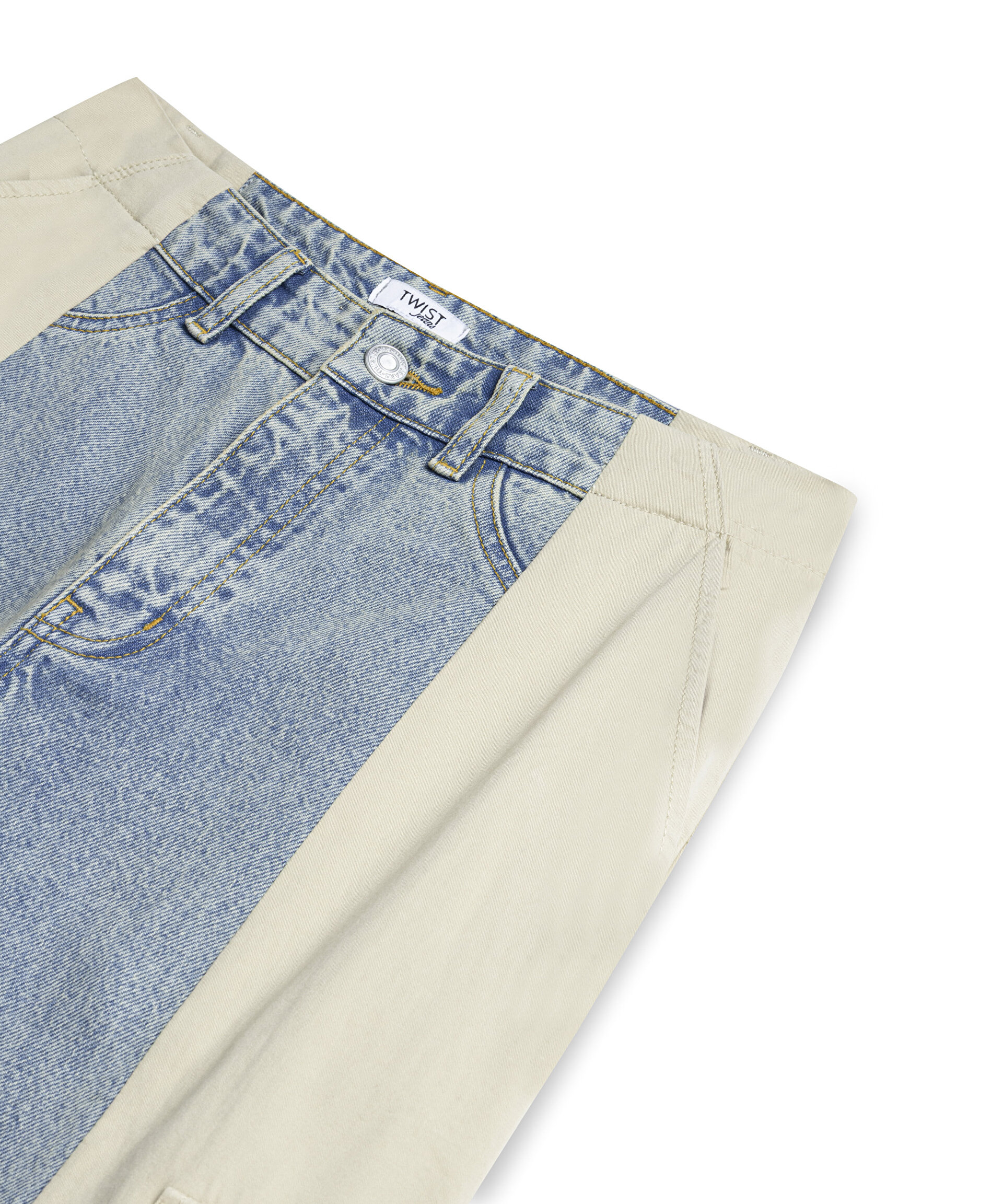 KUMAŞ MIX COLORBLOCK JEAN PANTOLON