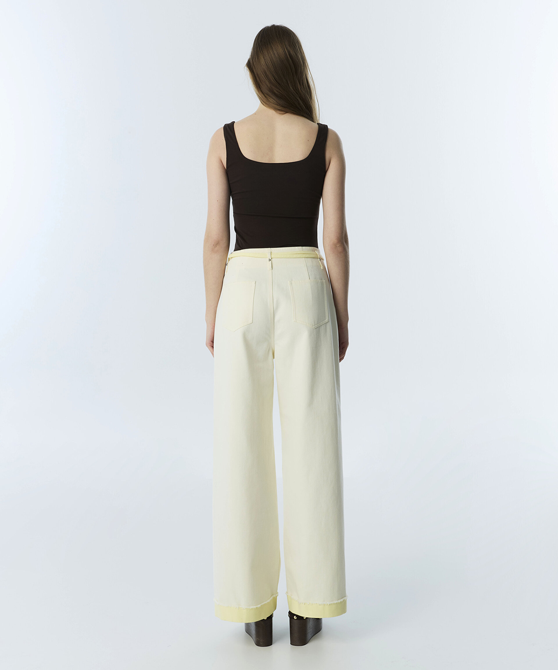 COLORBLOCK WIDE LEG JEAN PANTOLON