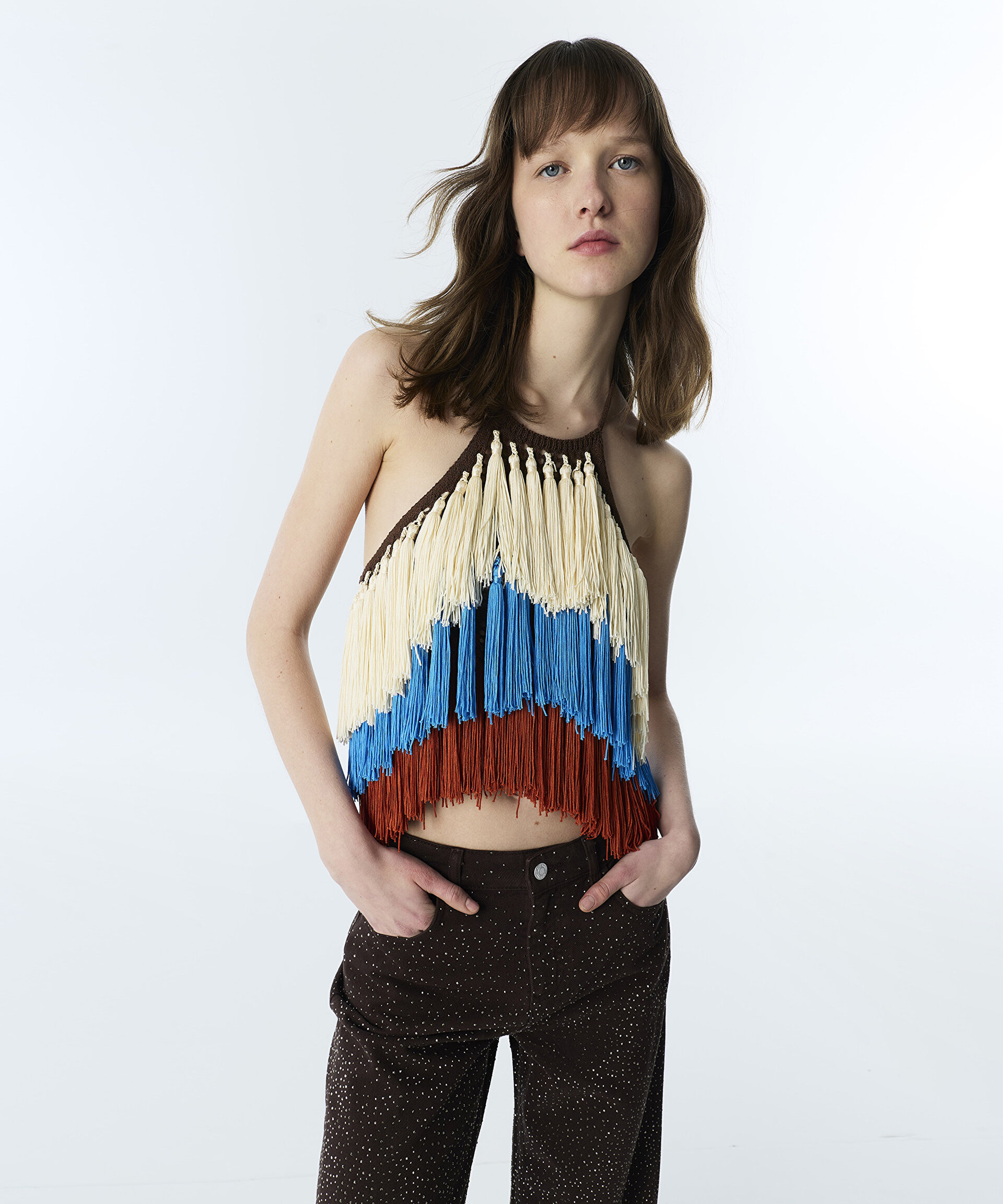 PÜSKÜLLÜ COLORBLOCK TRİKO