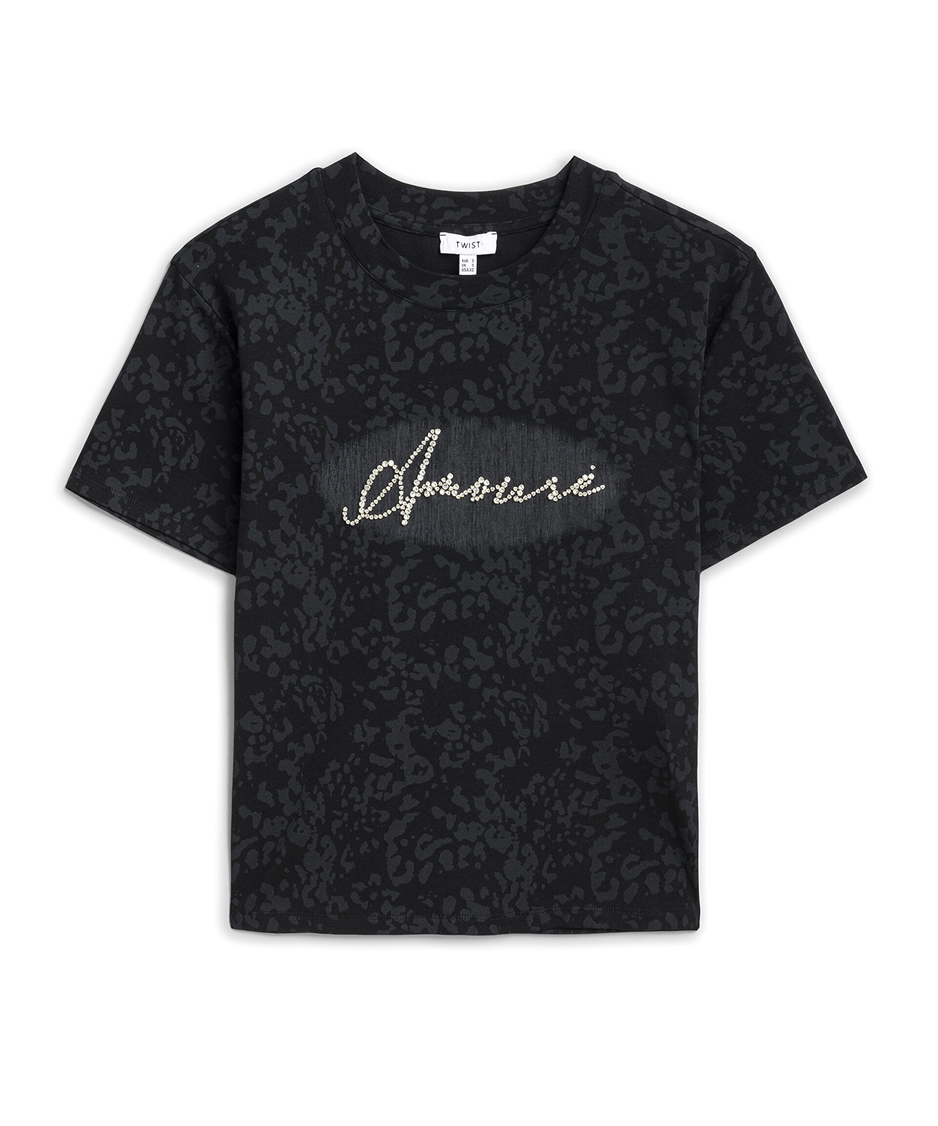 DESENLİ STRASS TAŞ BASKILI TİŞÖRT