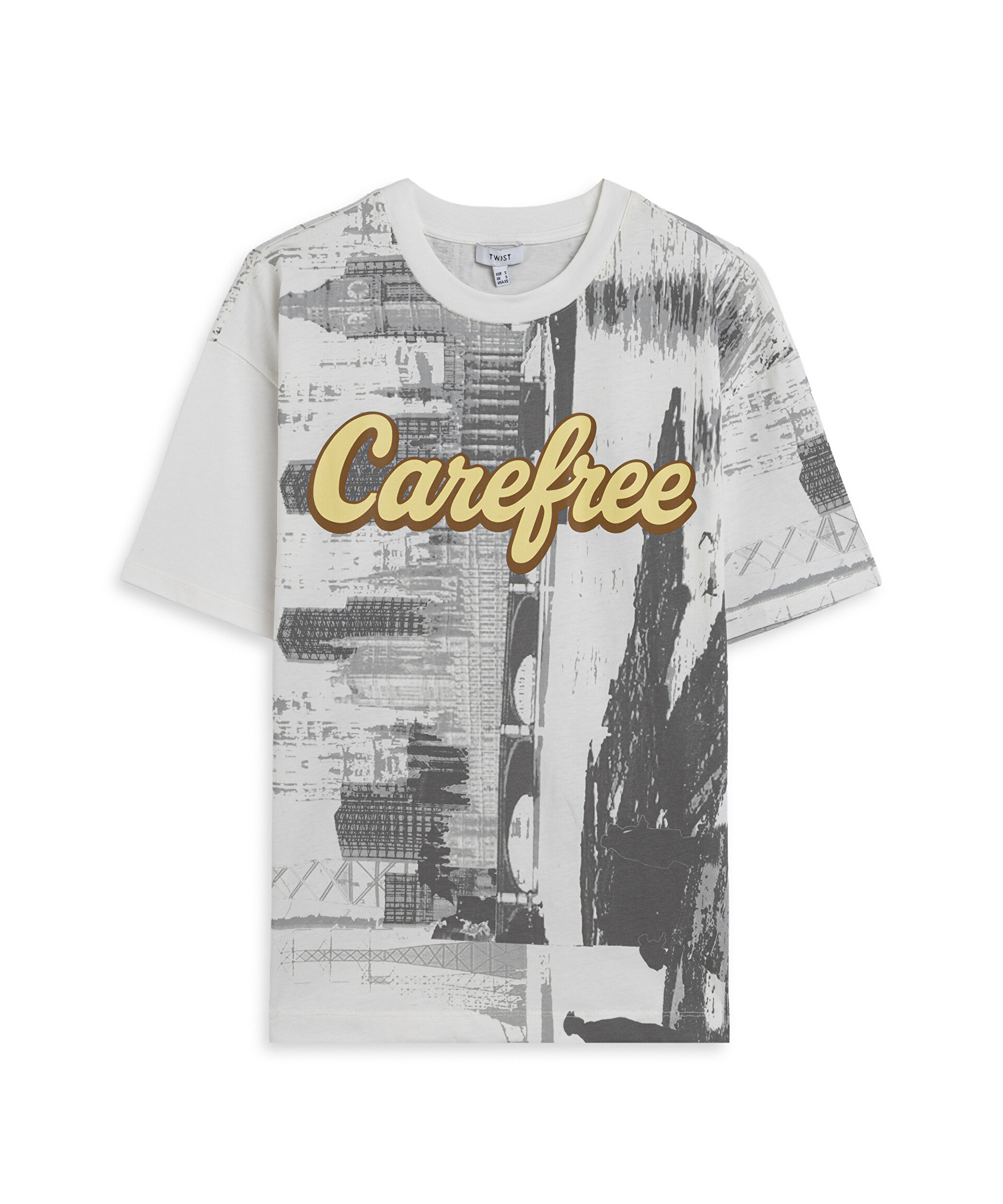 SLOGAN VE GÖRSEL BASKILI OVERSIZE TİŞÖRT