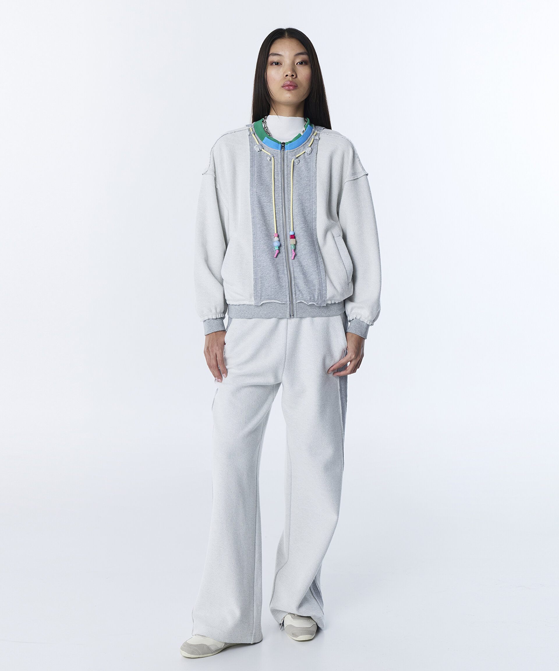 Gri KORDONLU COLORBLOCK SWEATSHIRT TS1260091024126 | TWIST